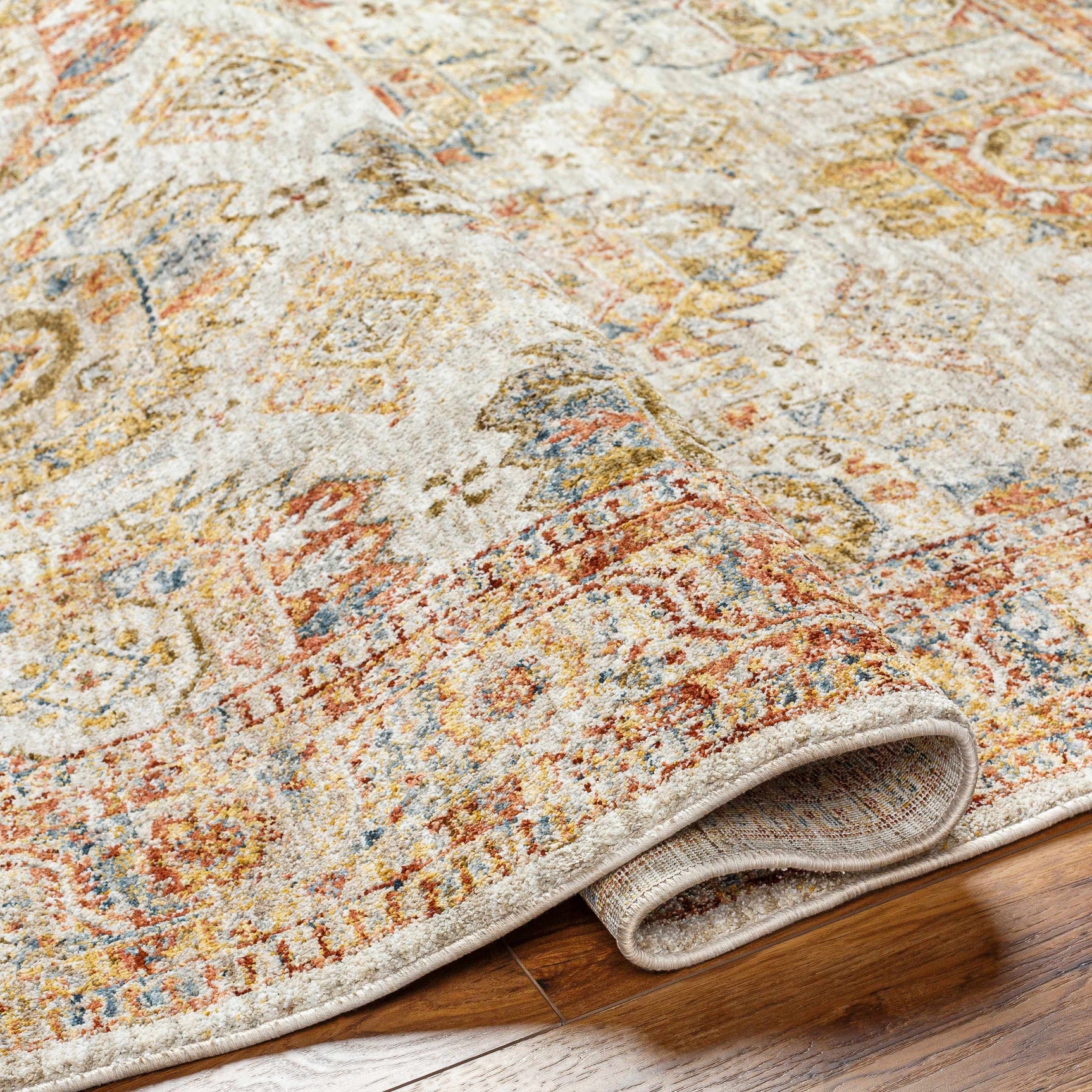 Crescentia Cream Textured Rug with Fringes - Ornate Home