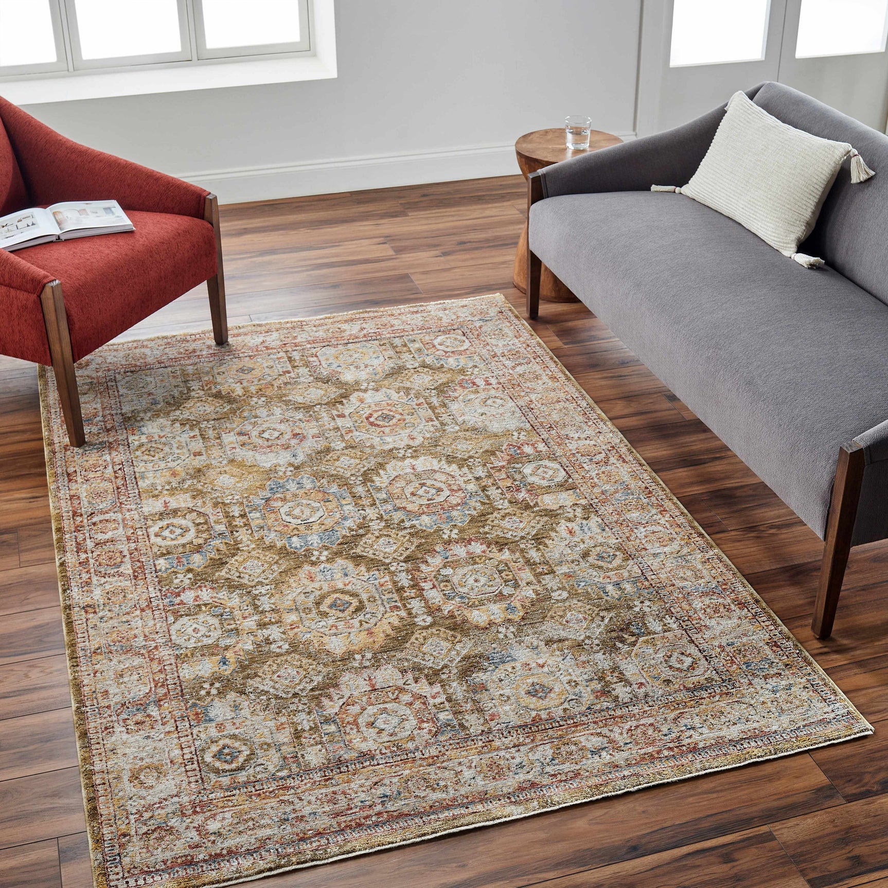 Crescentia Green Textured Rug with Fringes - Ornate Home