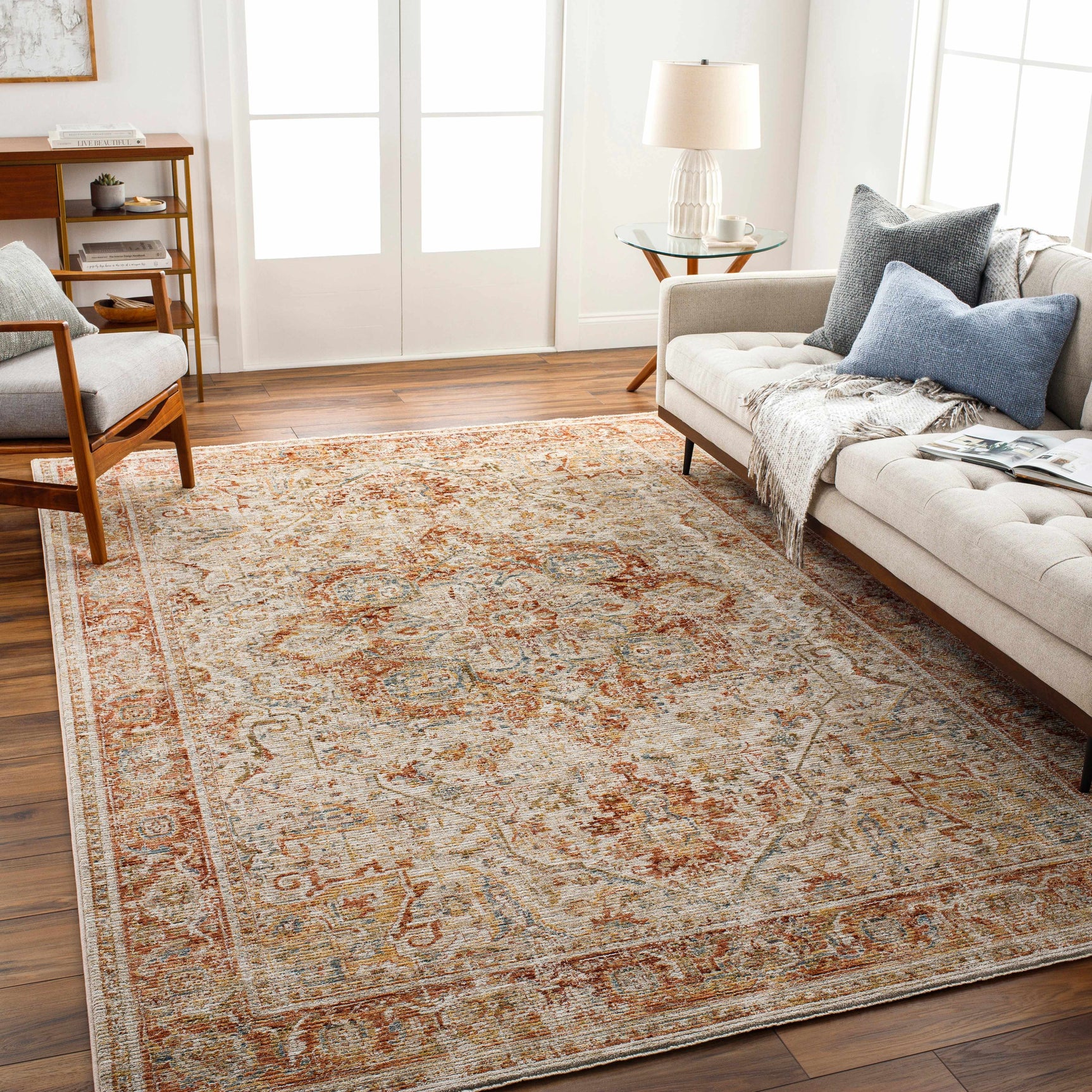Cress Rust Rich Textured Traditional Rug - Ornate Home