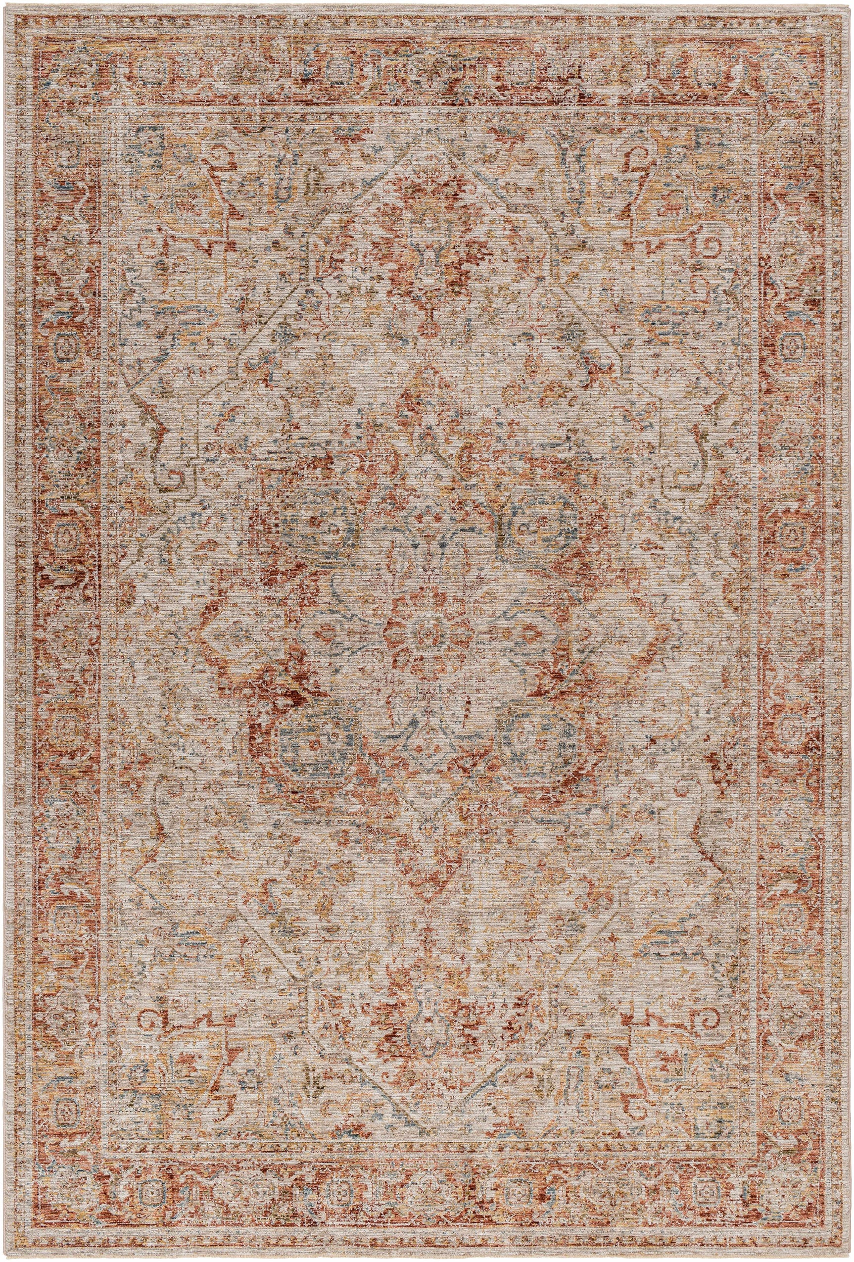 Cress Rust Rich Textured Traditional Rug - Ornate Home