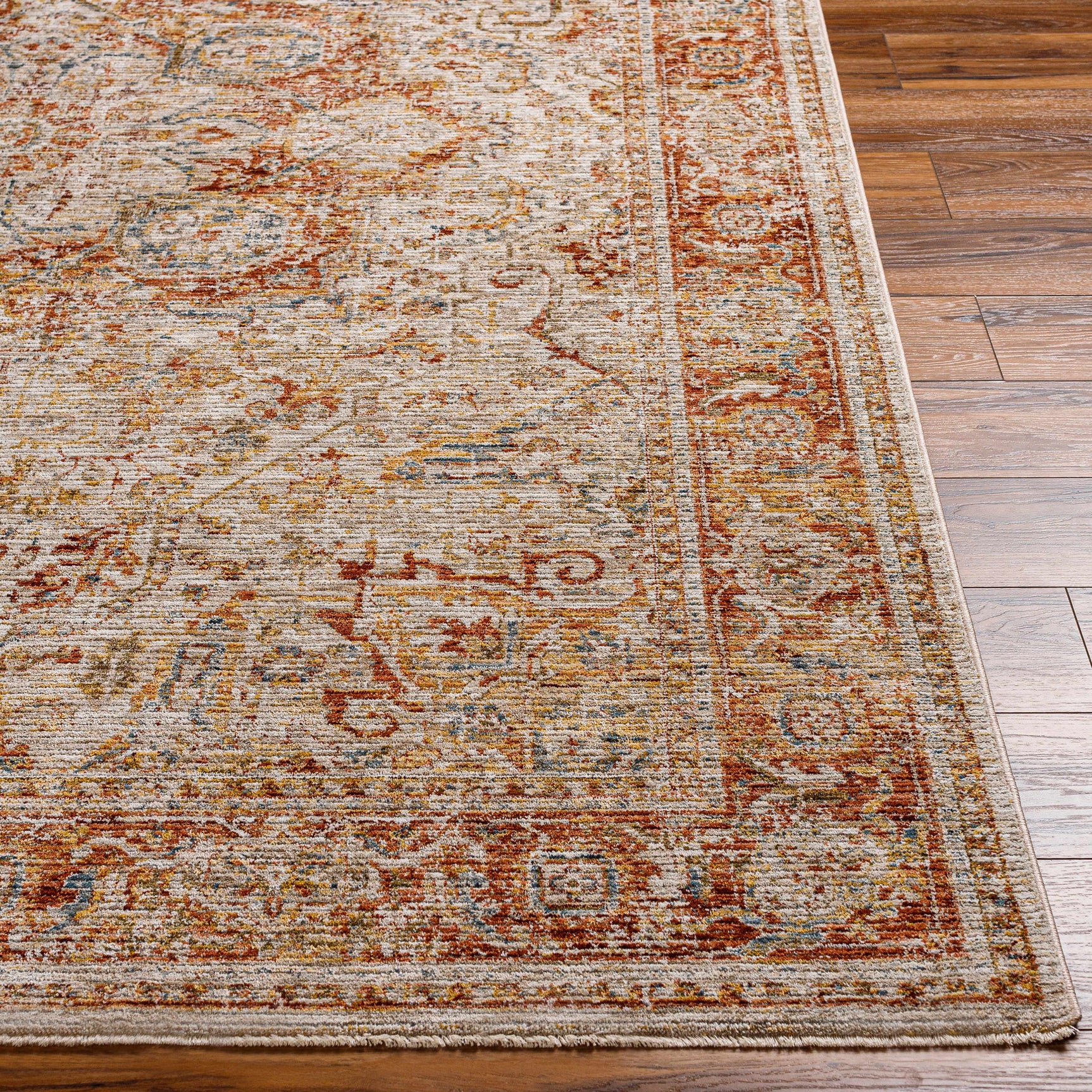 Cress Rust Rich Textured Traditional Rug - Ornate Home