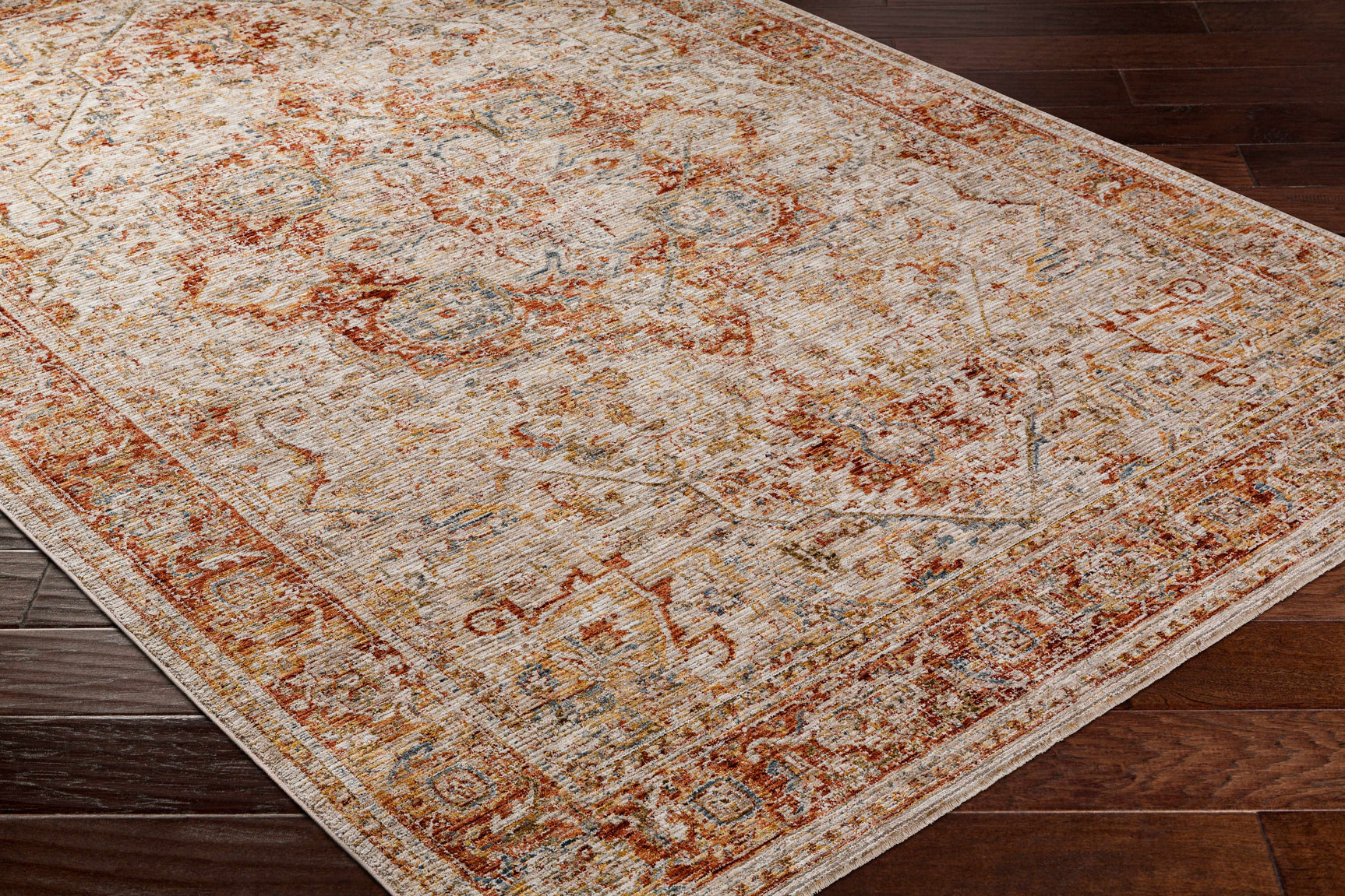 Cress Rust Rich Textured Traditional Rug - Ornate Home