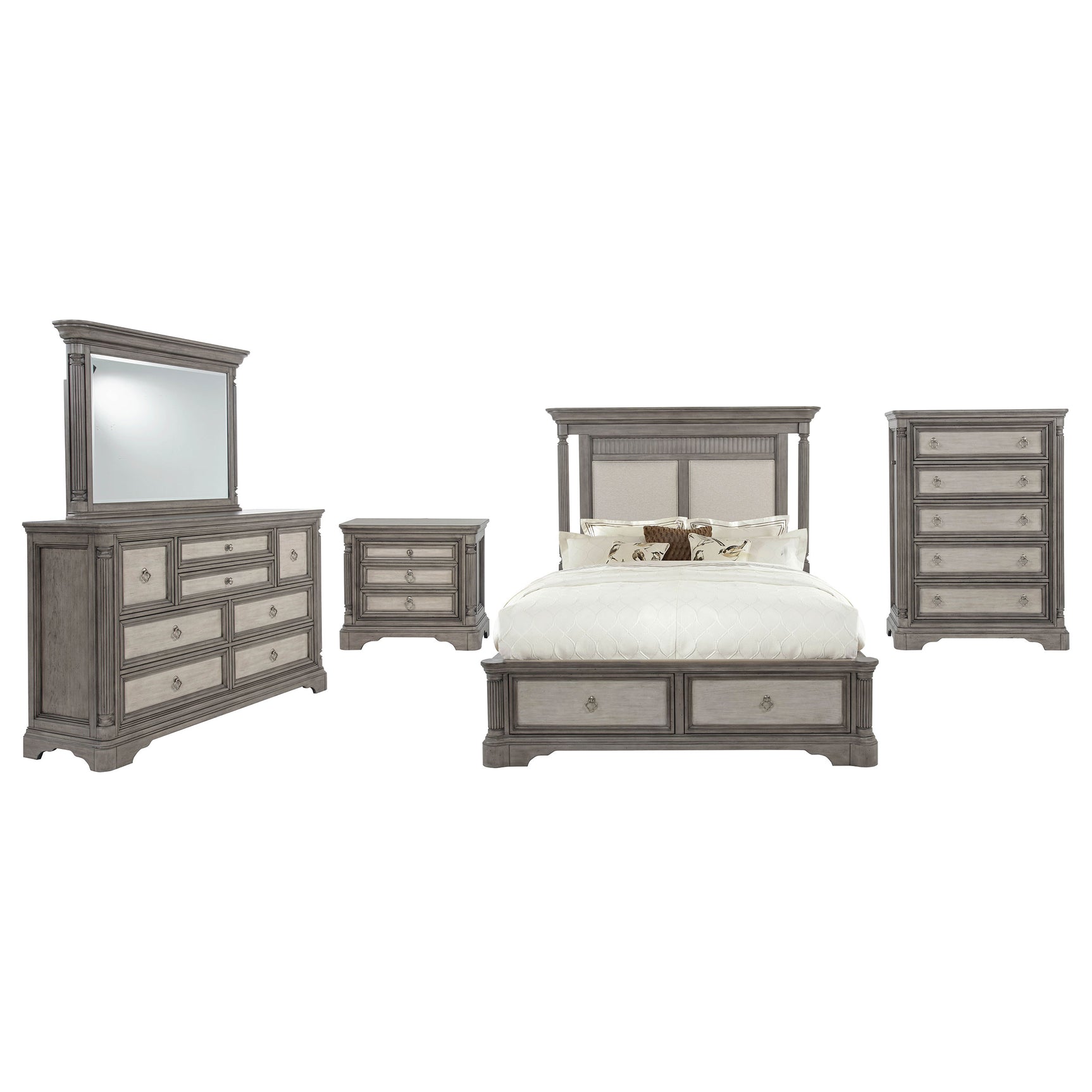 Cresswell Taupe 5-Piece California King Storage Bedroom Set - Ornate Home
