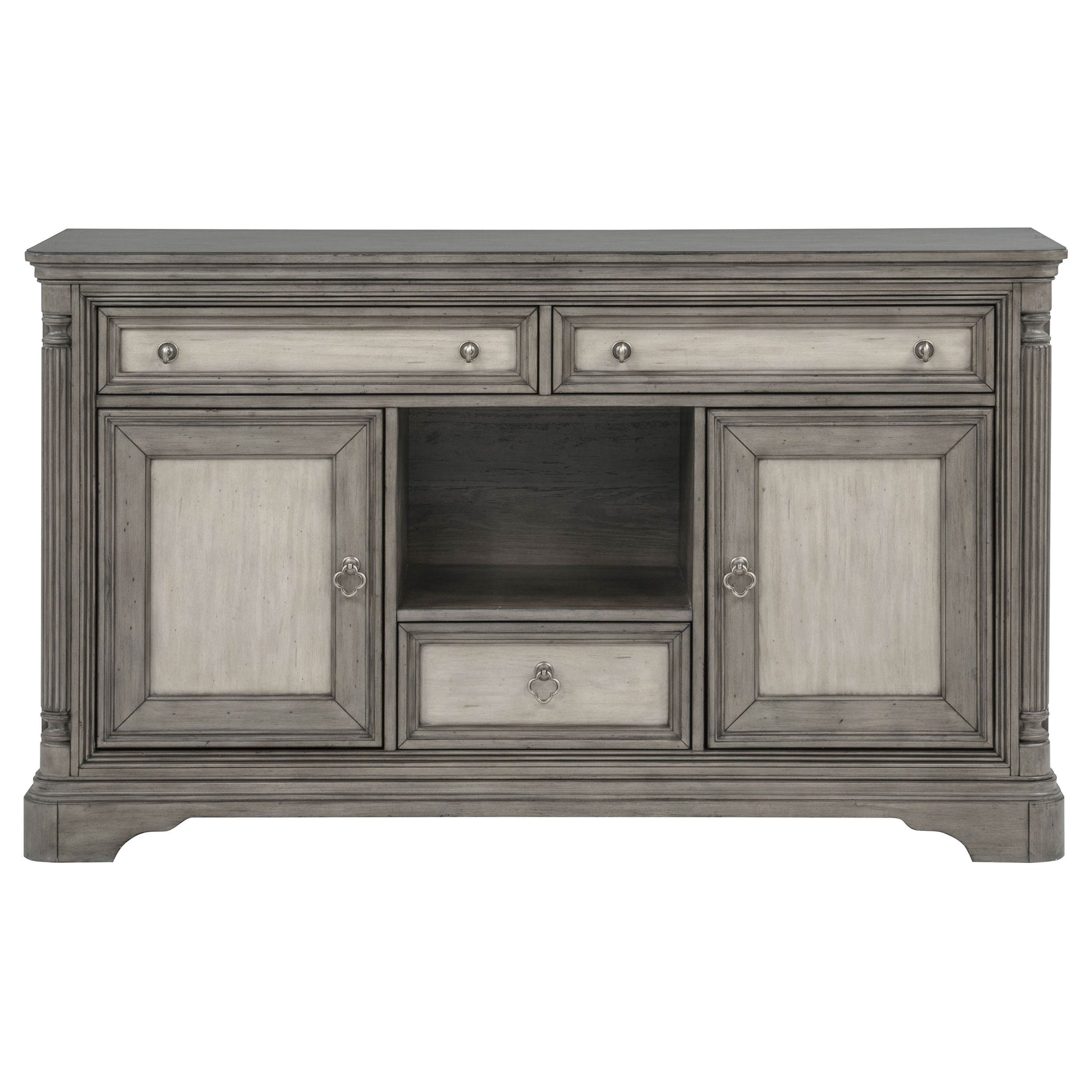 Cresswell Weathered Taupe 2-door 3-drawer Wine Storage Buffet - Ornate Home