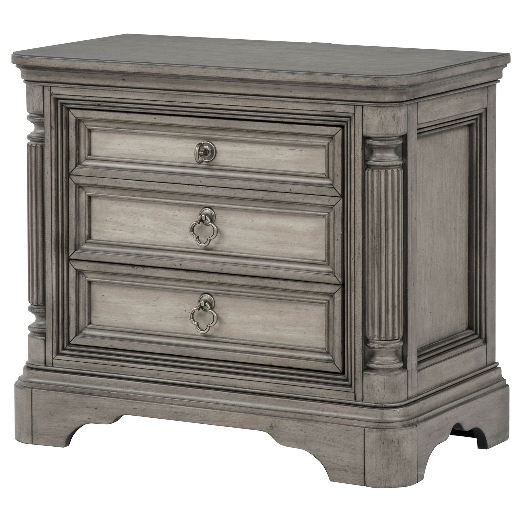 Cresswell Weathered Taupe 3-drawer Nightstand Bedside Table - Ornate Home