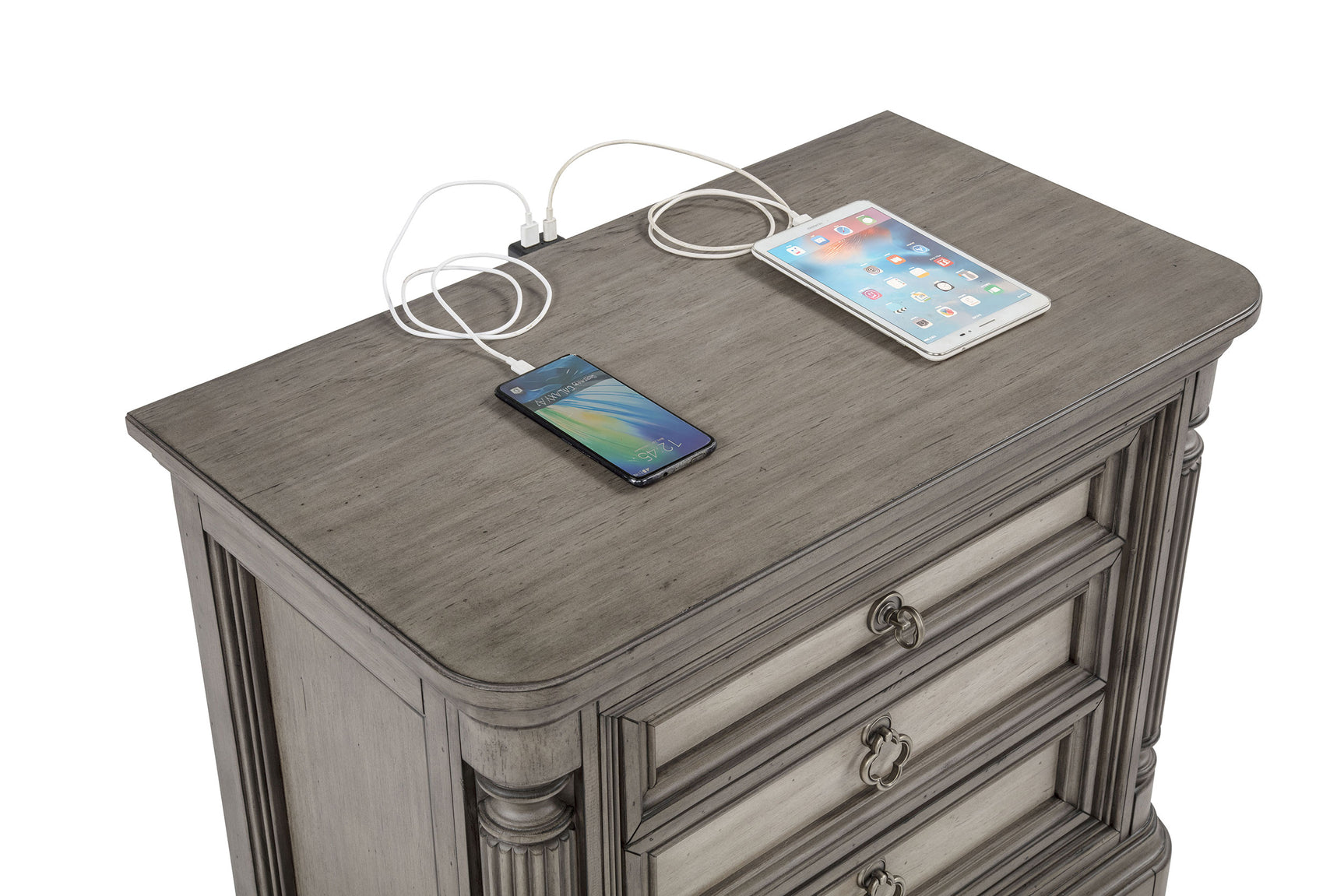 Cresswell Weathered Taupe 3-drawer Nightstand Bedside Table - Ornate Home