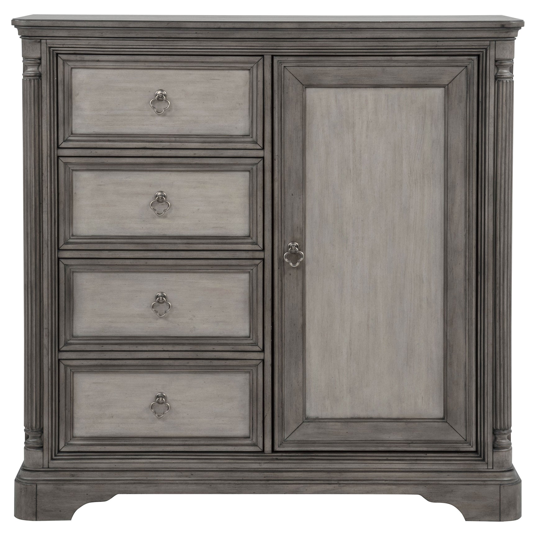Cresswell Weathered Taupe 4-drawer Door Chest With Hidden Storage - Ornate Home
