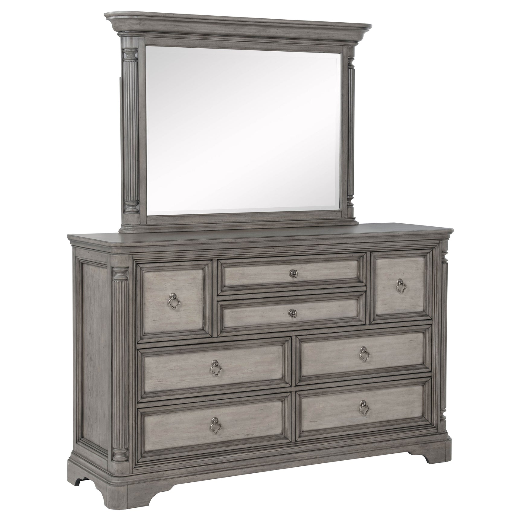 Cresswell Weathered Taupe 8-drawer Dresser With Mirror - Ornate Home