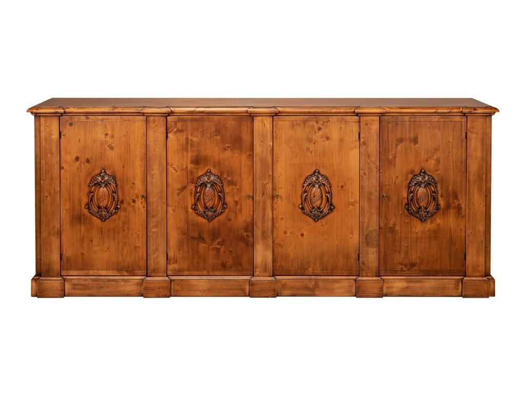 Crested Brown Wall Cabinet - Ornate Home