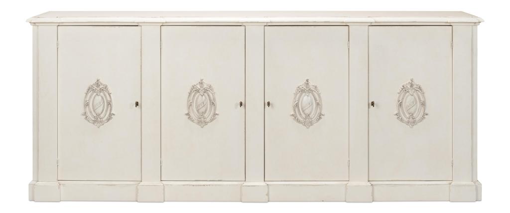 Crested White Wall Cabinet - Ornate Home