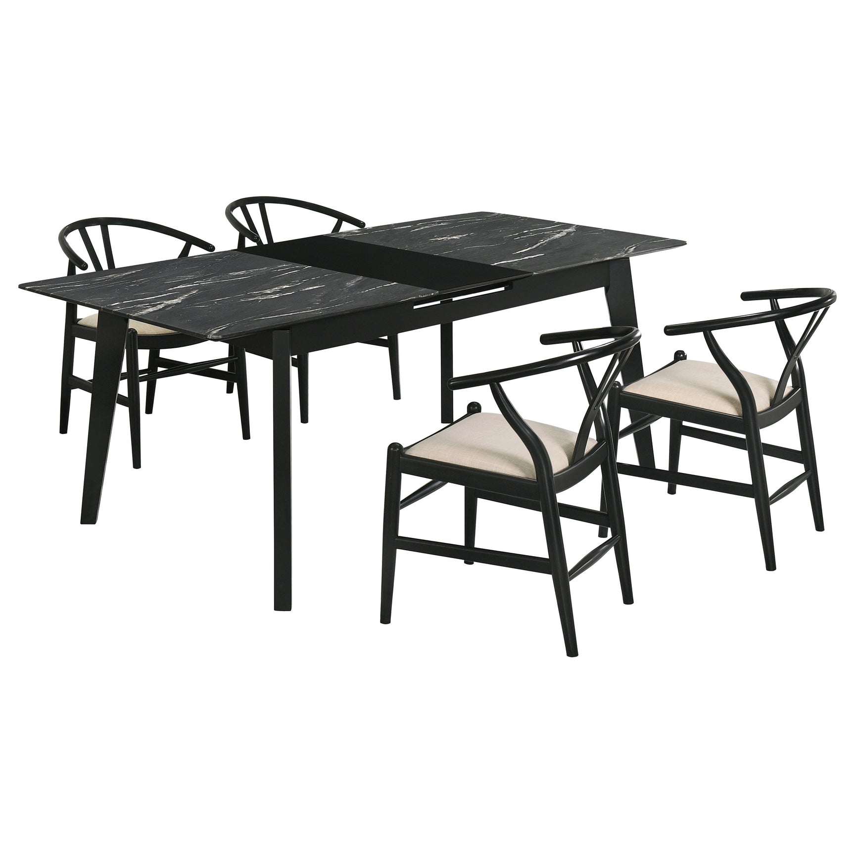 Crestmont Black 5-piece Extension Leaf Dining Table Set - Ornate Home