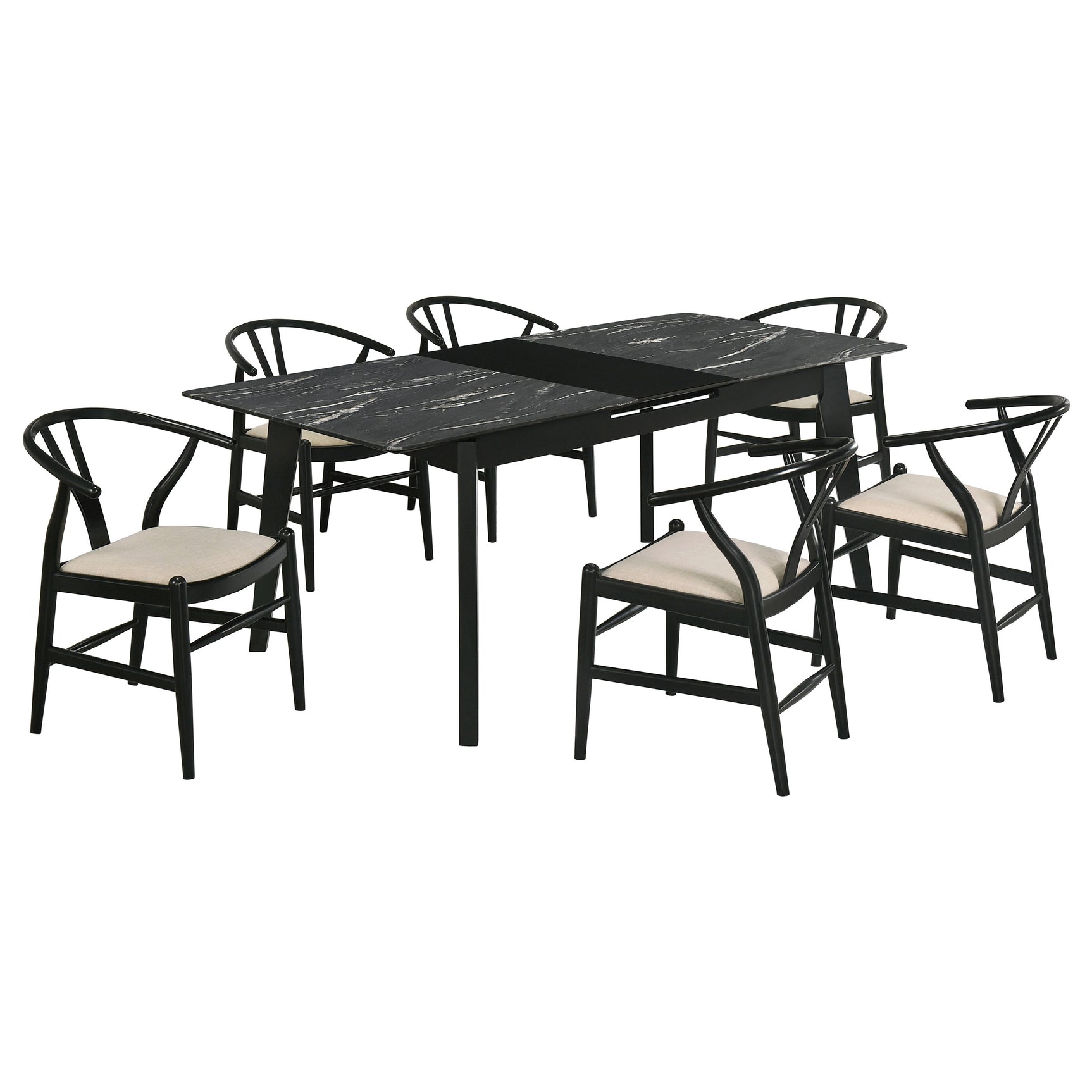Crestmont Black 7-piece Extension Leaf Dining Table Set - Ornate Home