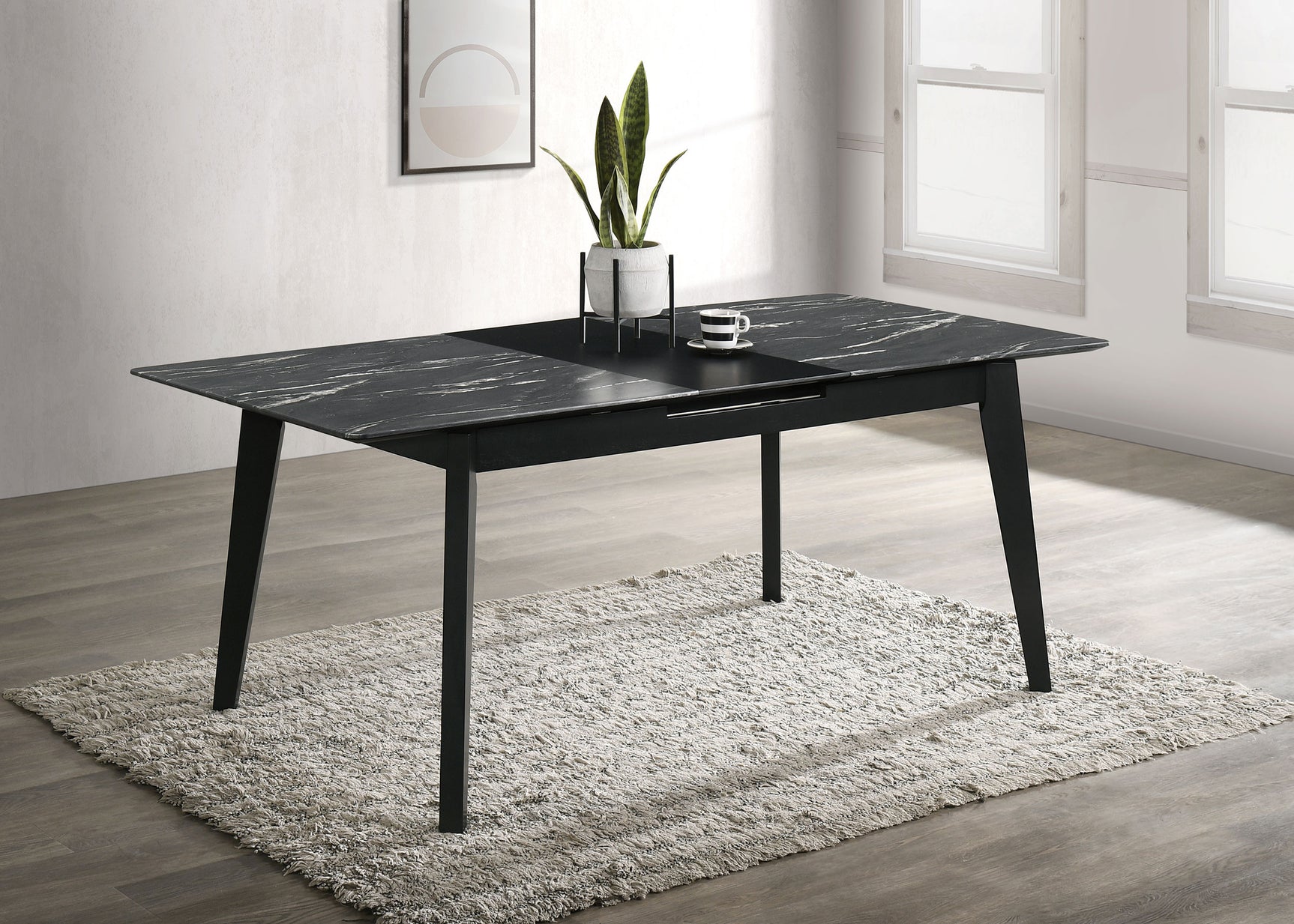Crestmont Black Faux Marble Dining Room Table - Ornate Home