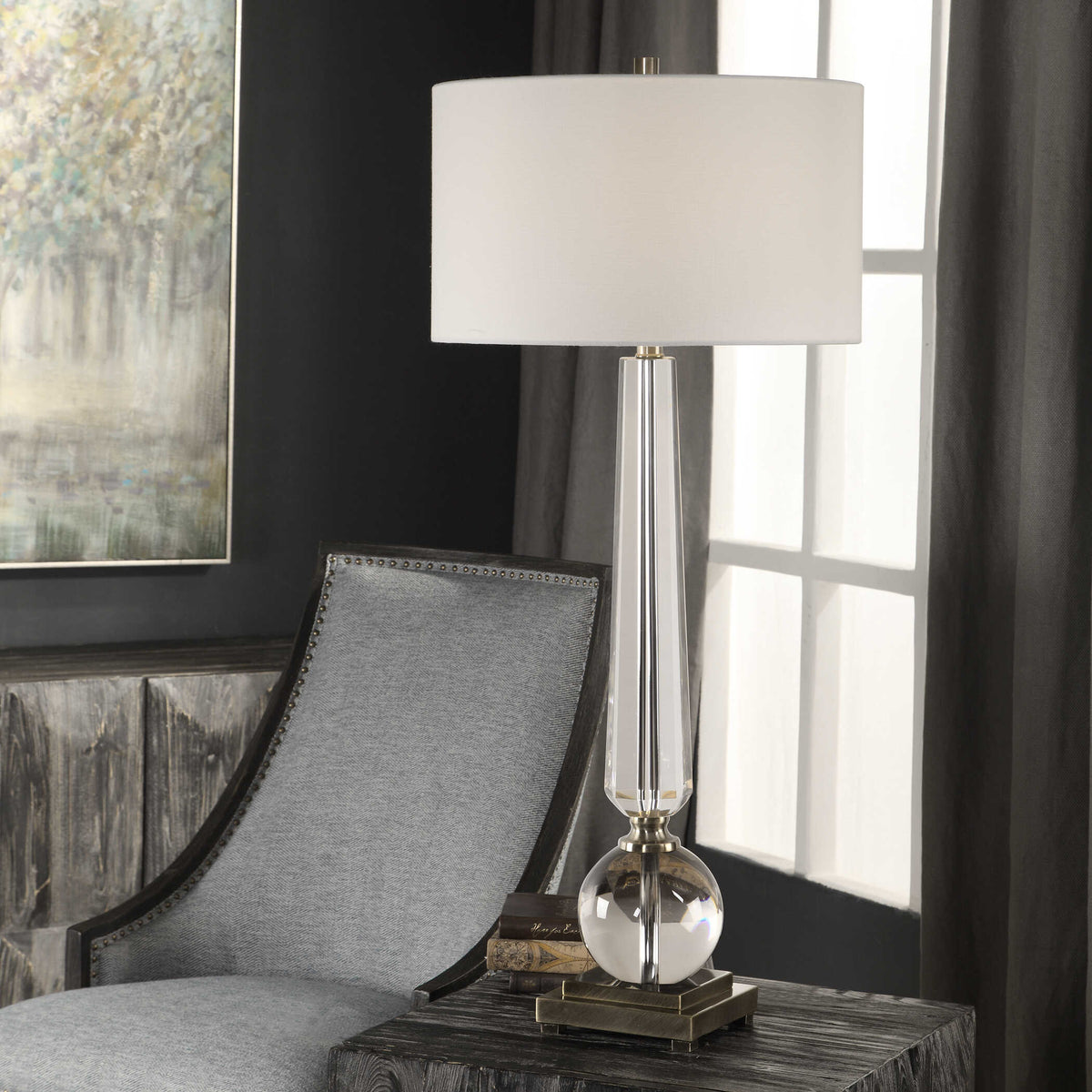 Crista Nickel Crystal Lamp - Ornate Home