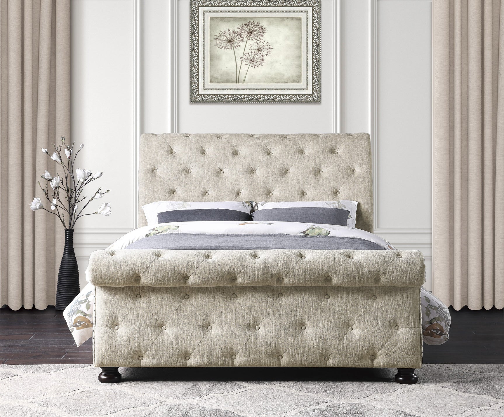 Crofton Beige Queen Bed - Ornate Home