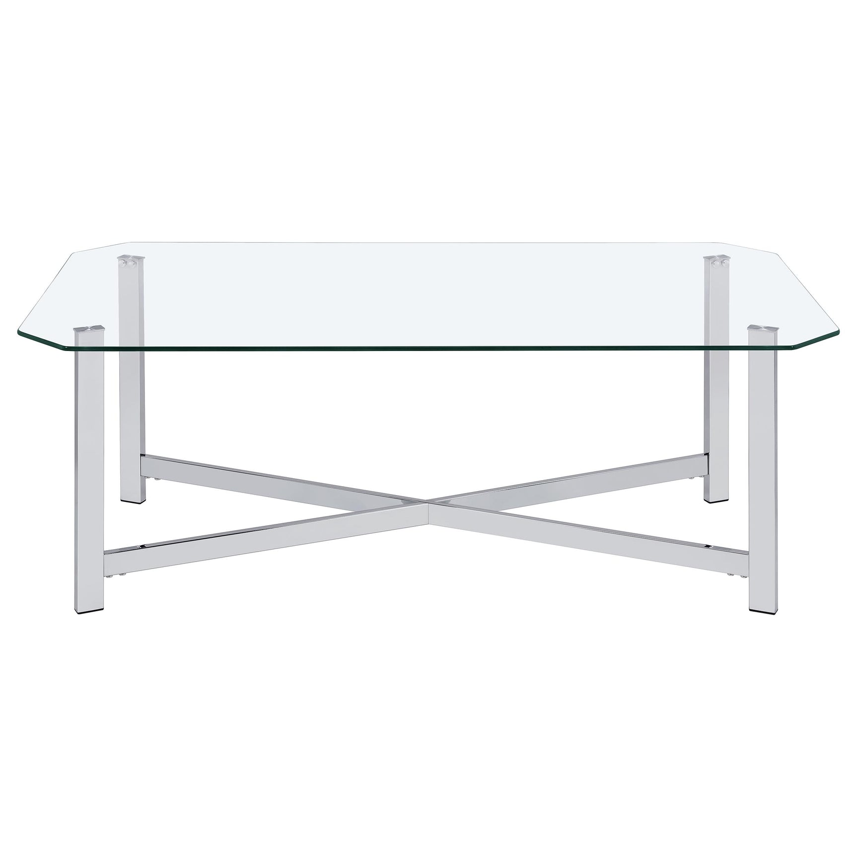 Cronin Chrome 2-piece Tempered Glass Top Coffee Table Set - Ornate Home