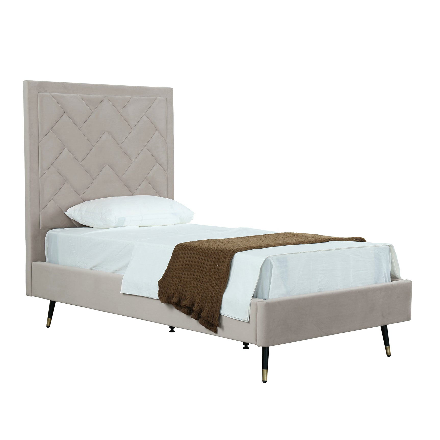 Crosby Twin-Size Bed in Greige - Ornate Home