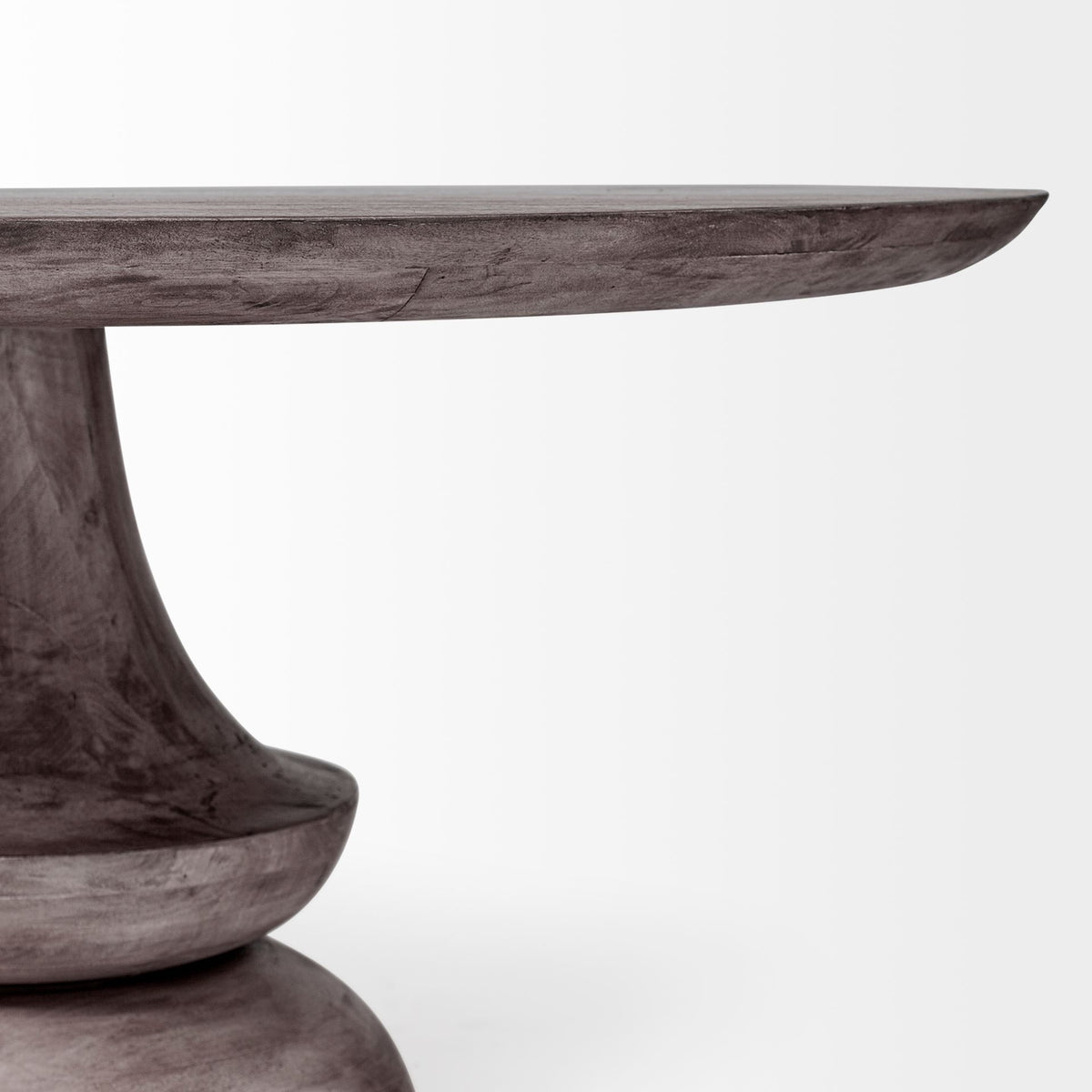 Crossman Dark Brown/Gray 60" Round Pedestal Dining Table with Dark Brown/Gray Wood Top - Ornate Home