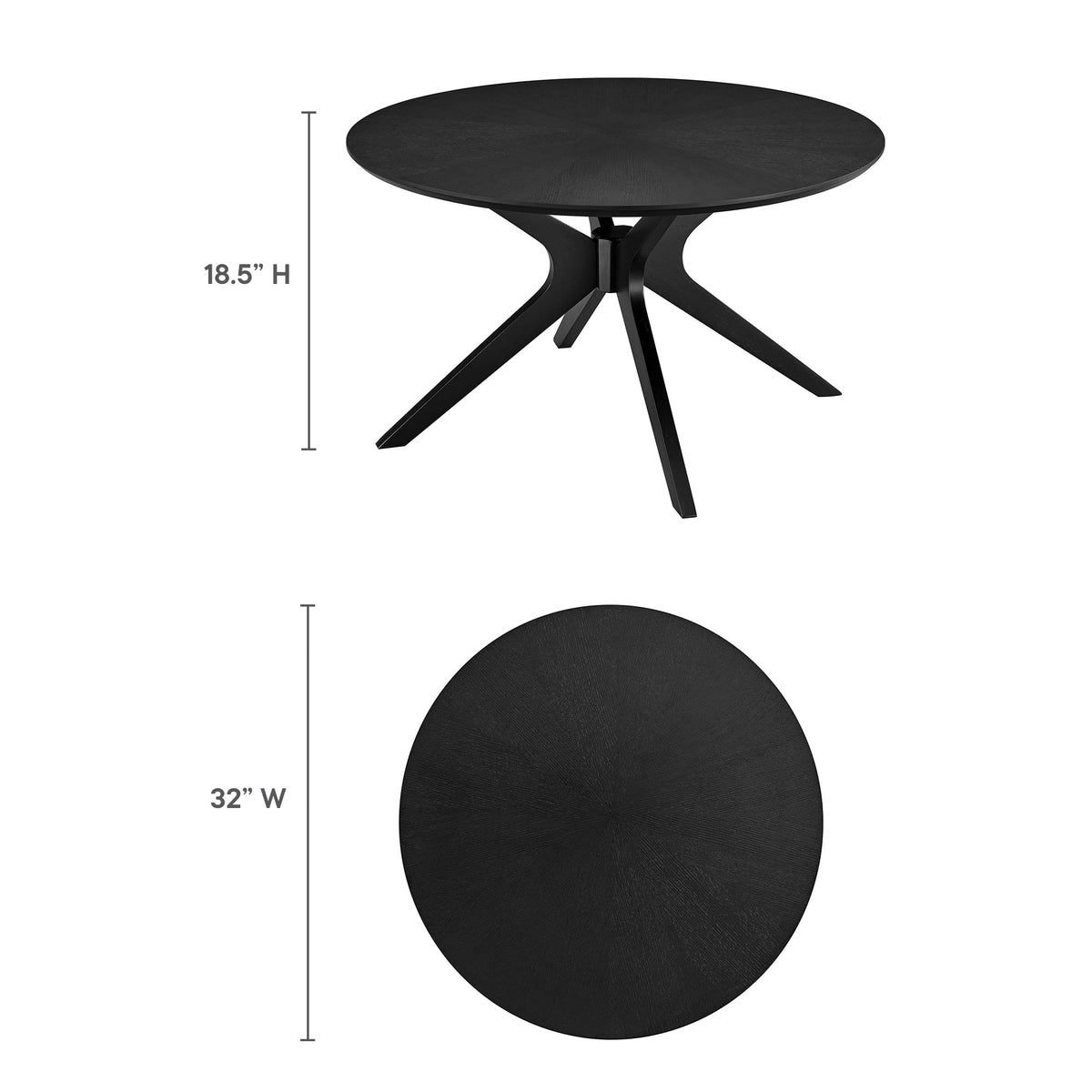 Crossroads Black Round Wood Coffee Table - Ornate Home
