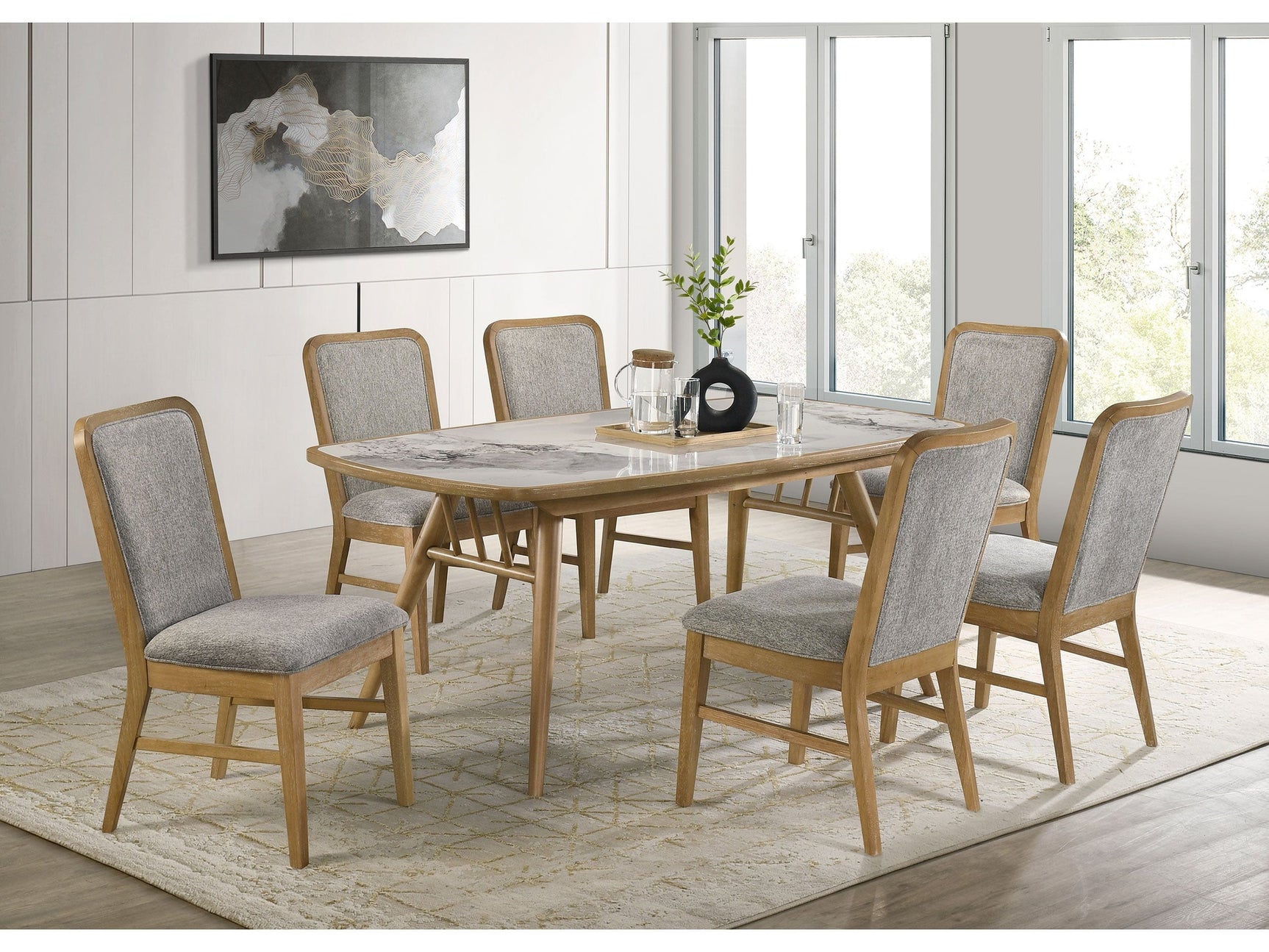 Croyden Weathered Natural 7-piece Rectangular Dining Set - Ornate Home