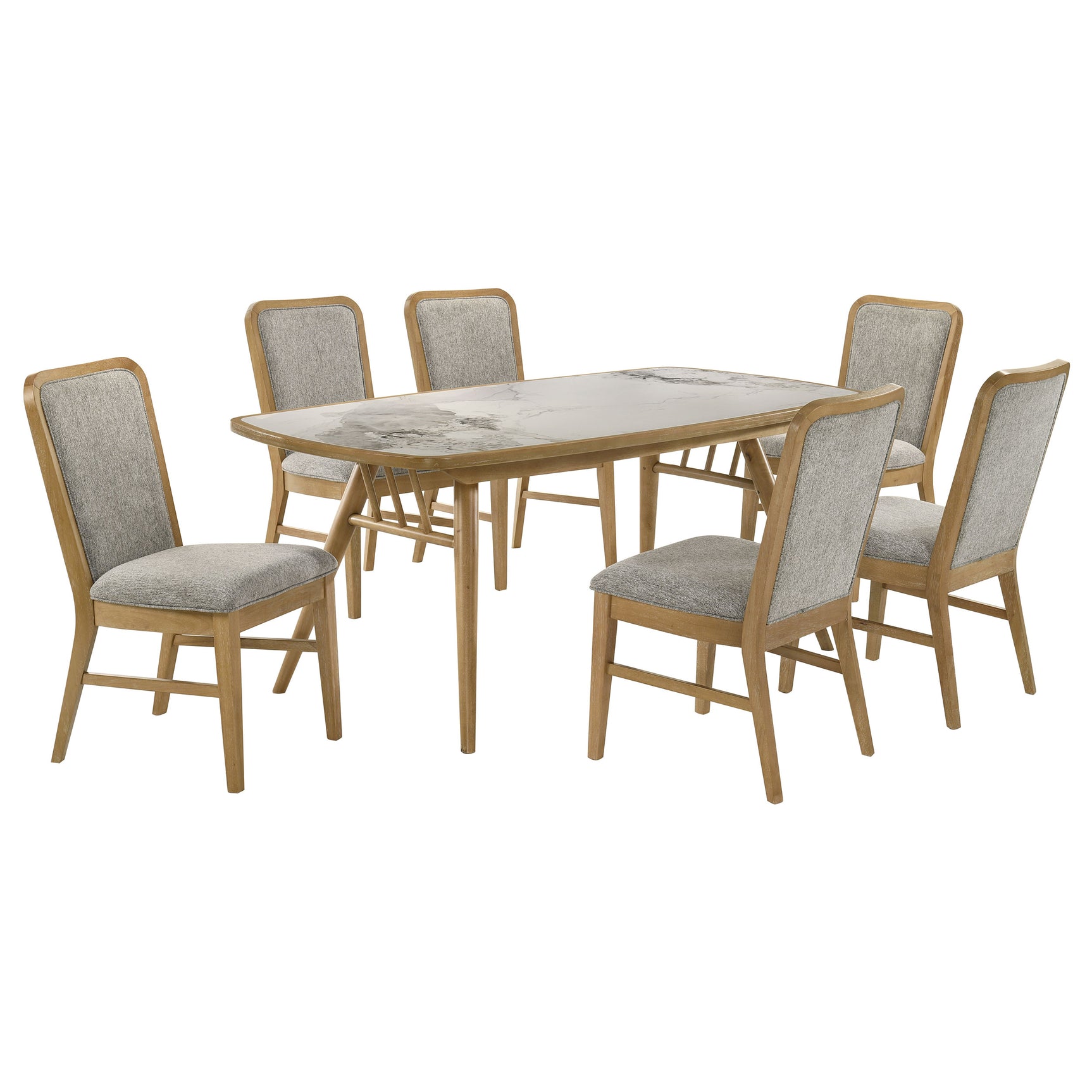 Croyden Weathered Natural 7-piece Rectangular Dining Set - Ornate Home