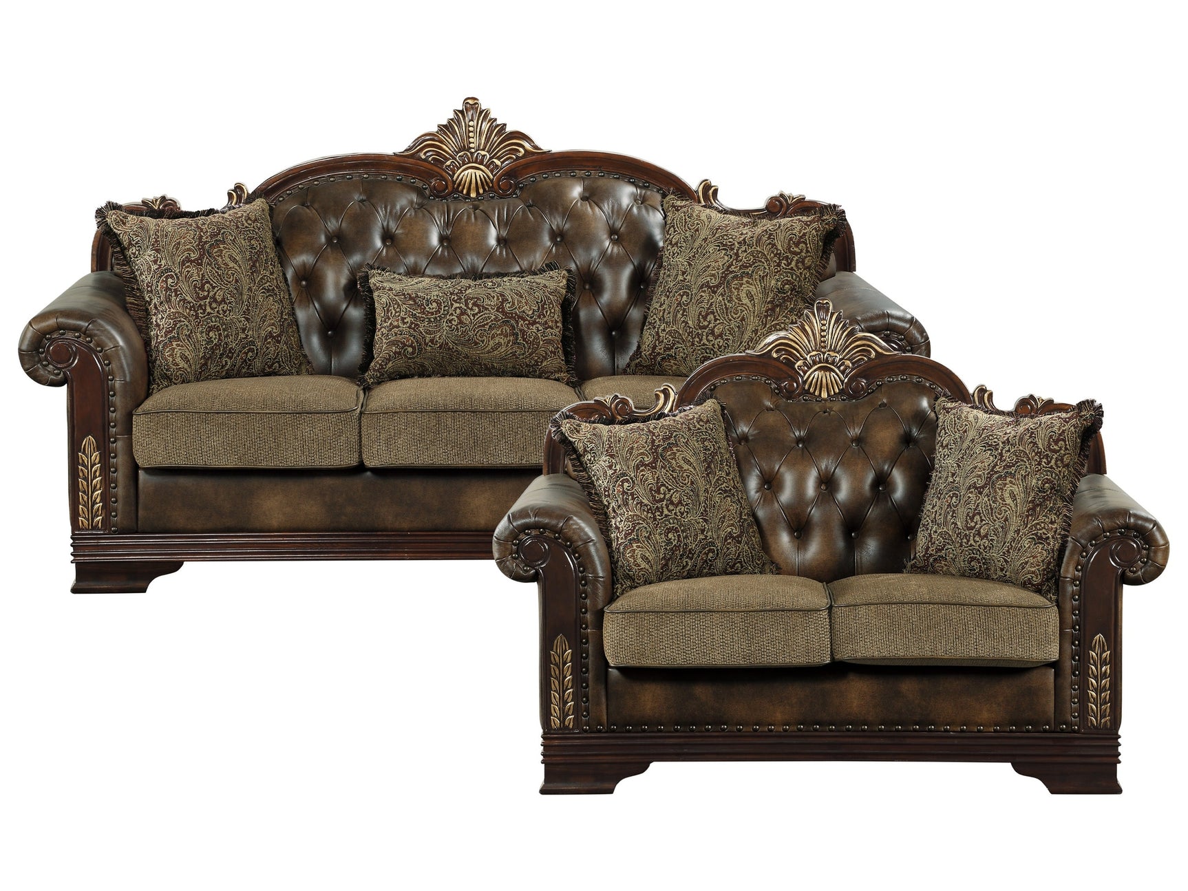 Croydon Dark Cherry Sofa & Loveseat - Ornate Home