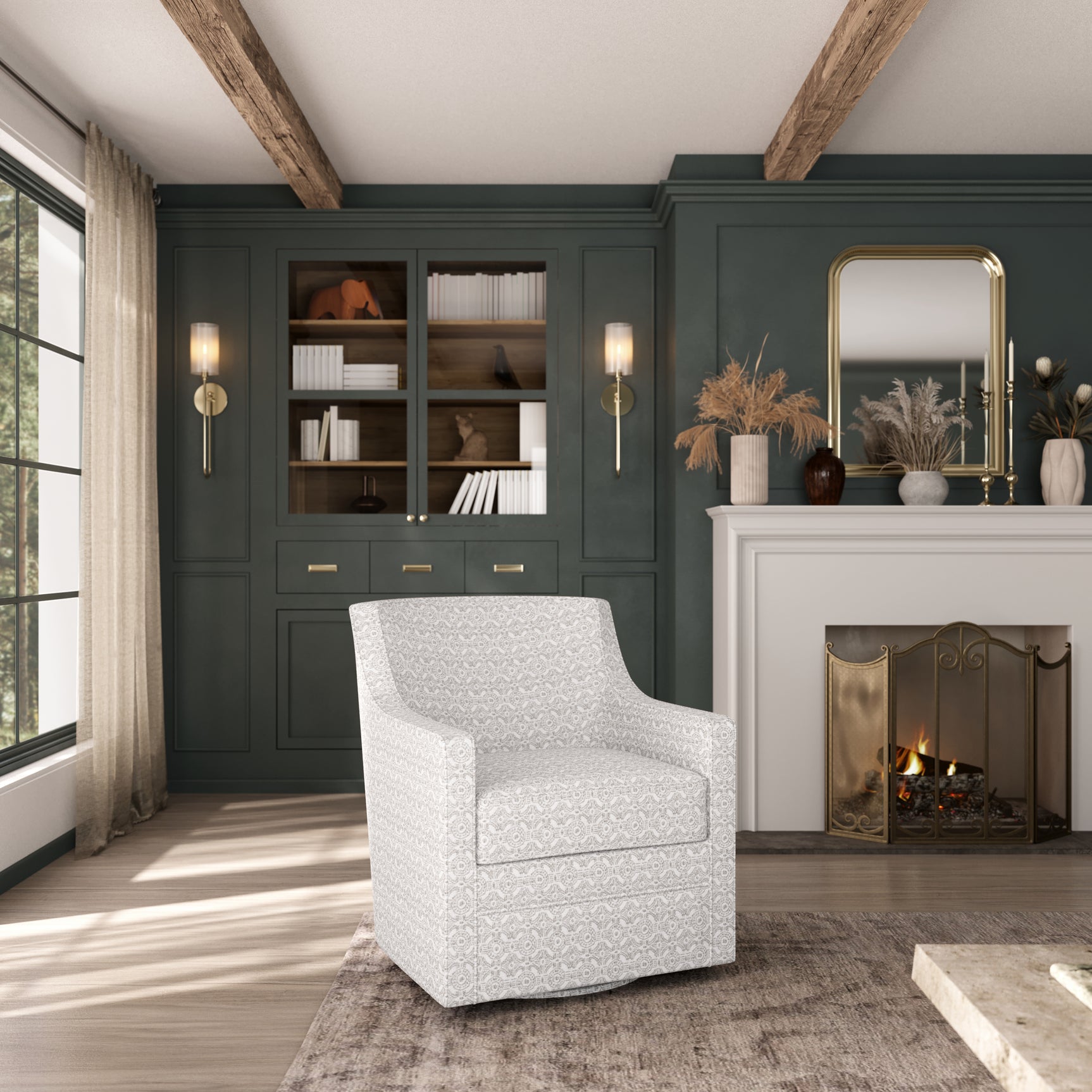 Crux Multicolor Swivel Accent Chair - Ornate Home