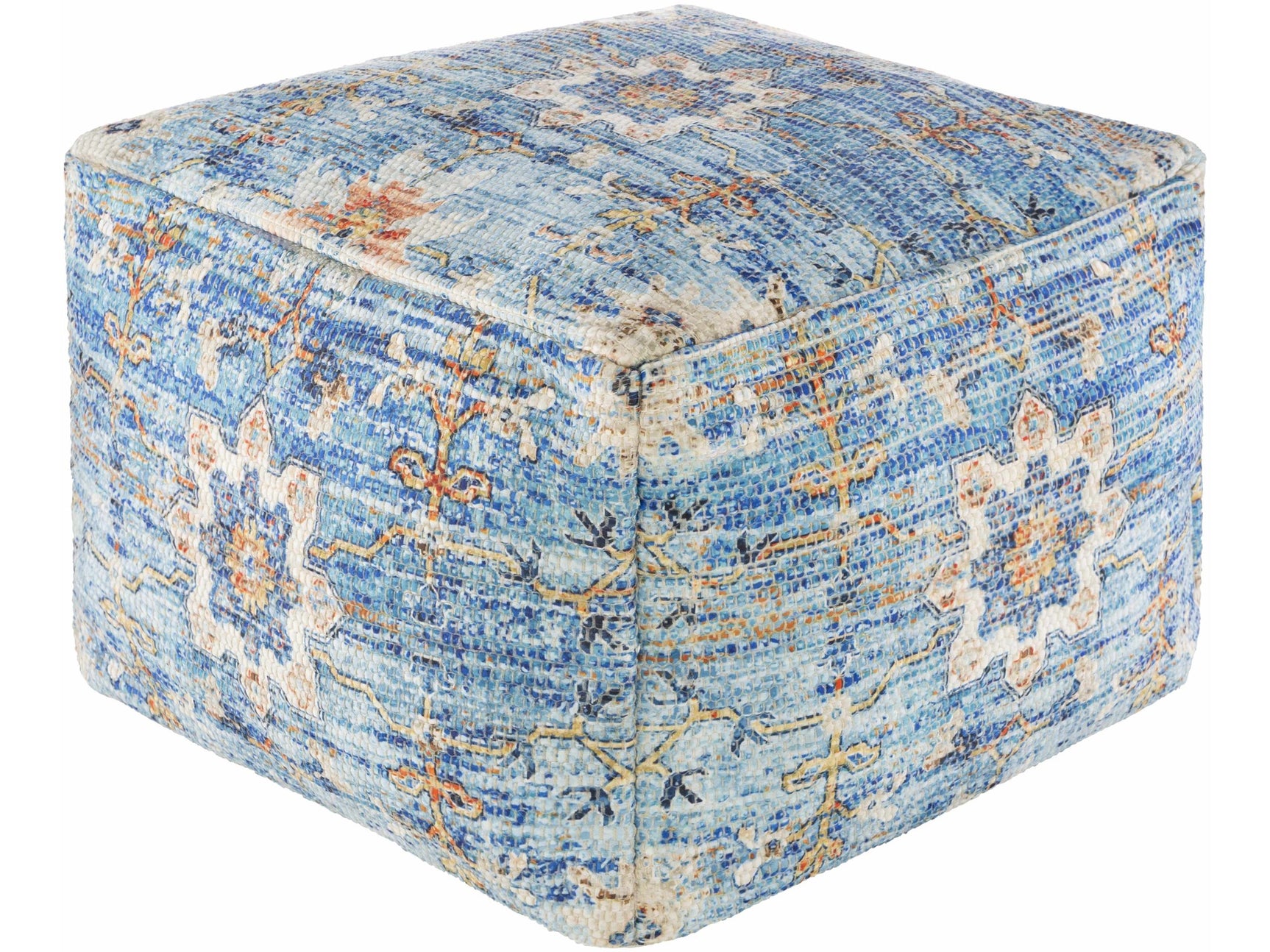Cuddington Sky Blue Woven Pouf - Ornate Home