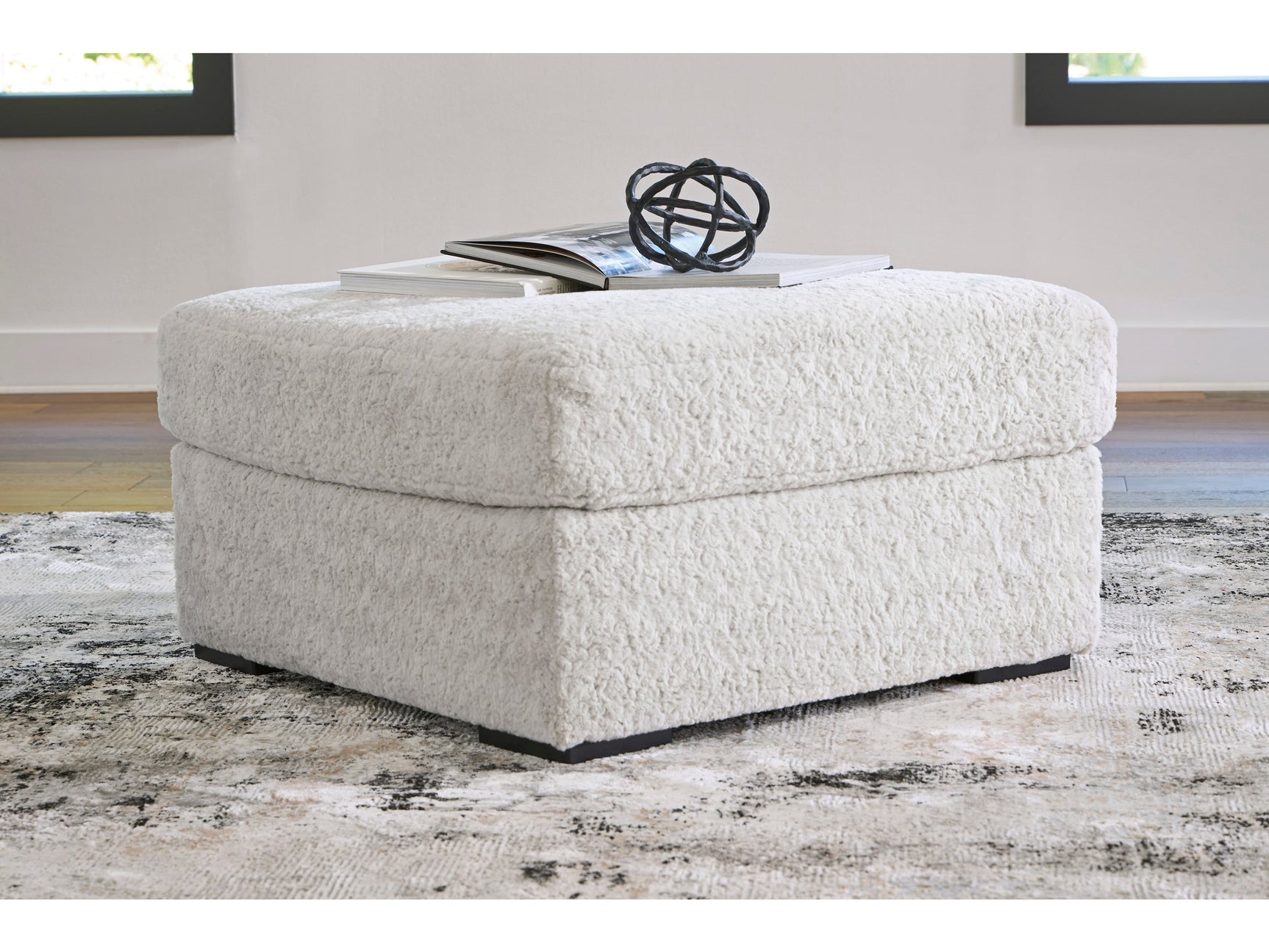 Cuddle Arctic Plush Oversized Accent Ottoman - Ornate Home