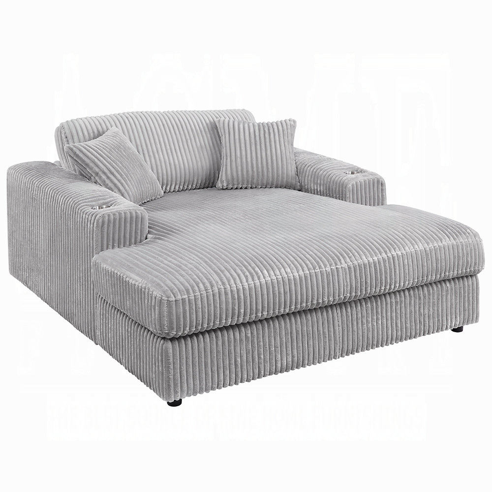 Cuddler Beige Mega Chaise Lounge w/ Dual Cupholders - Ornate Home