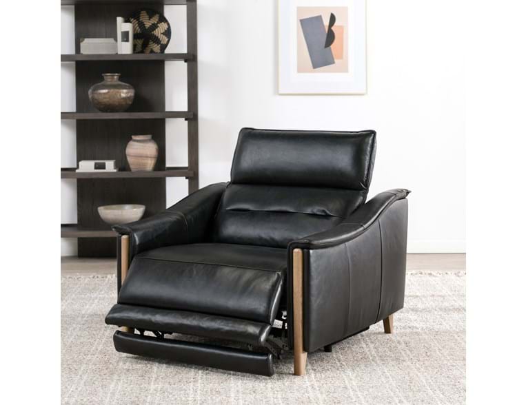 Cullman Black Leather Power Recliner Accent Chair - Ornate Home