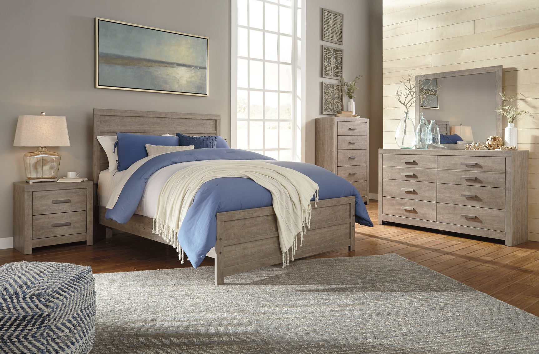 Culverbach Gray Full Panel Bedroom Set with Dresser and Chest - Ornate Home