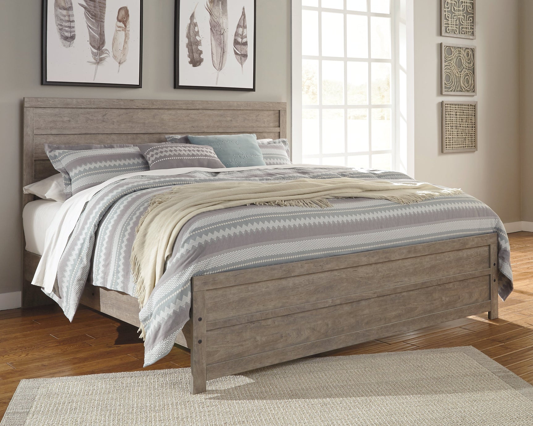 Culverbach Gray King Panel Bedroom Set with Dresser, Mirror and Nightstand (Online Special Price) - Ornate Home