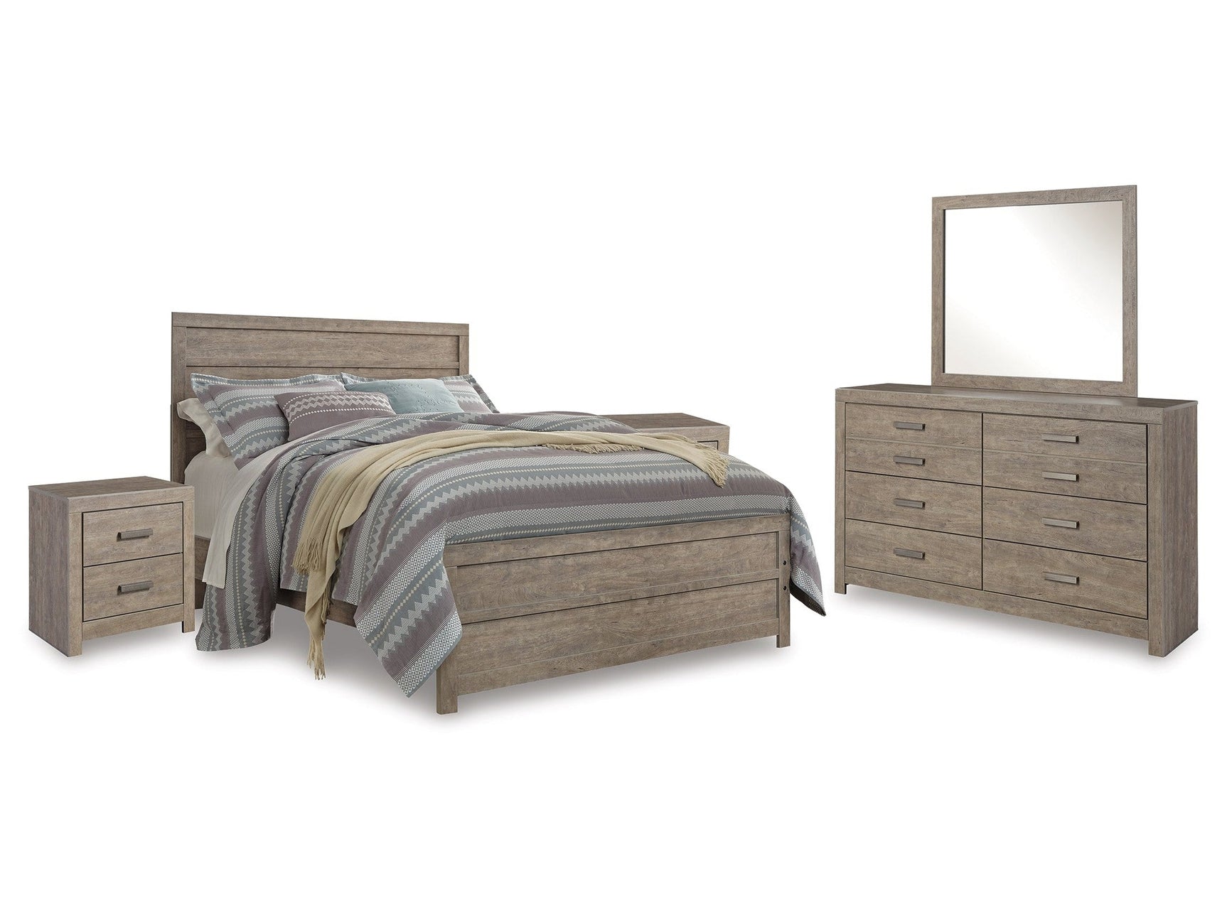 Culverbach Gray Queen Bed w/Mirrored Dresser & 2 Nightstand (Online Special Price) - Ornate Home