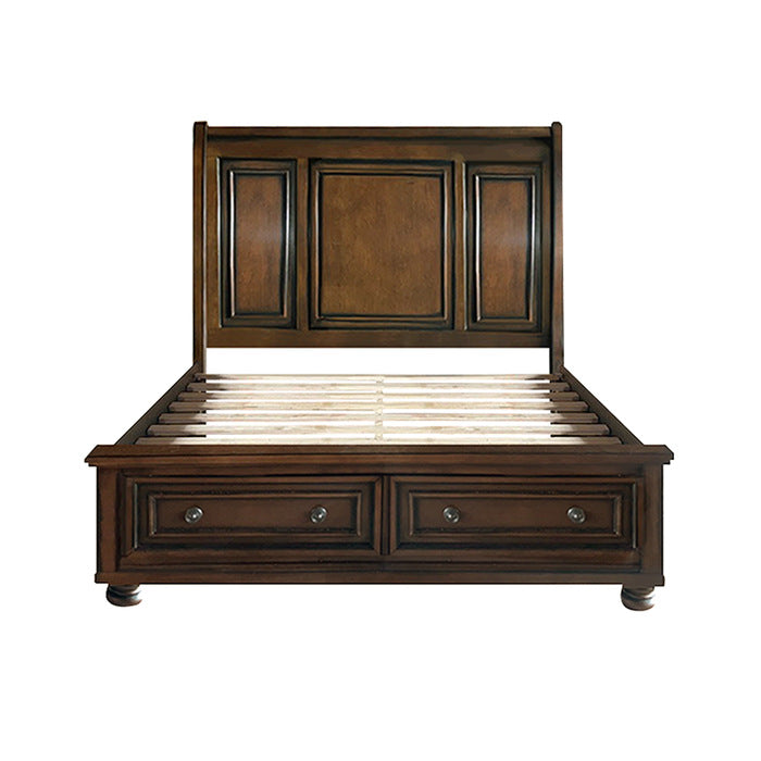 Cumberland Brown Cherry Eastern King Sleigh Platform Bed - Ornate Home