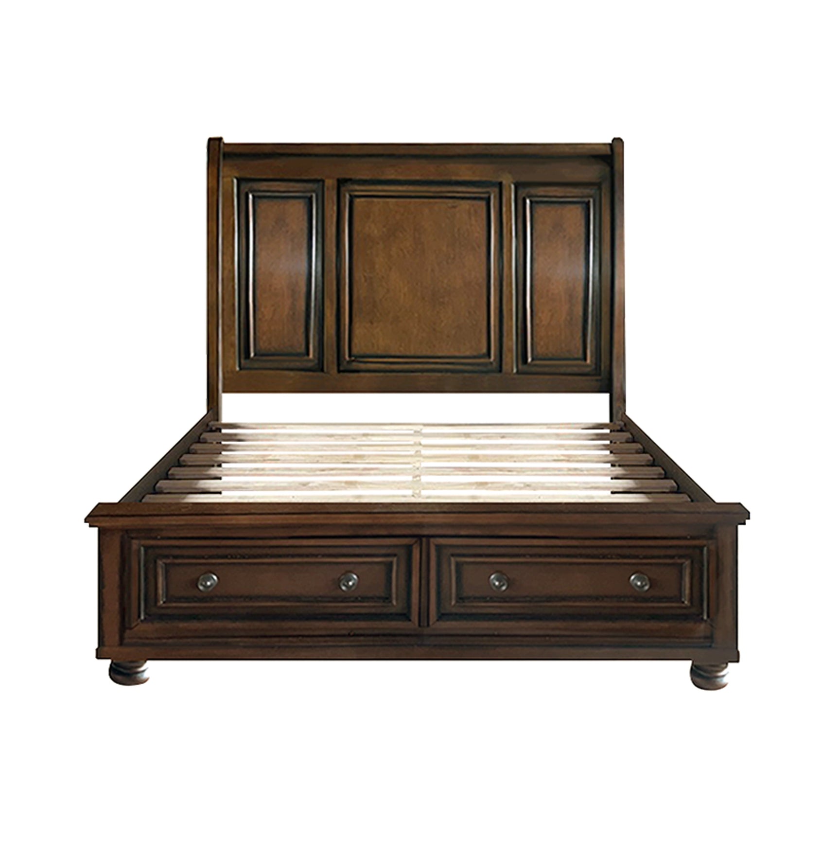 Cumberland Brown Cherry Queen Sleigh Platform Bed - Ornate Home