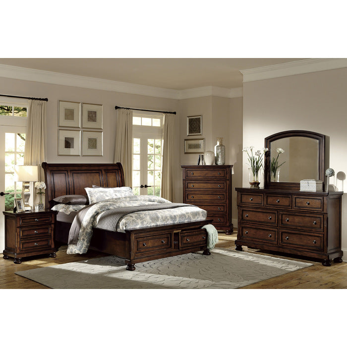 Cumberland Brown Cherry Queen Sleigh Platform Bed - Ornate Home
