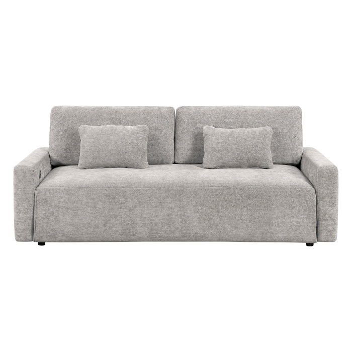 Cumulus Gray Convertible Queen Sleeper Sofa With Charging Ports - Ornate Home