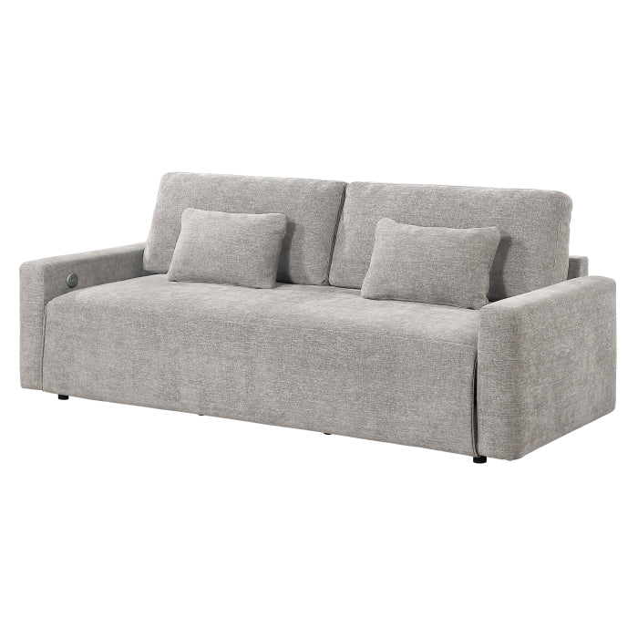 Cumulus Gray Convertible Queen Sleeper Sofa With Charging Ports - Ornate Home