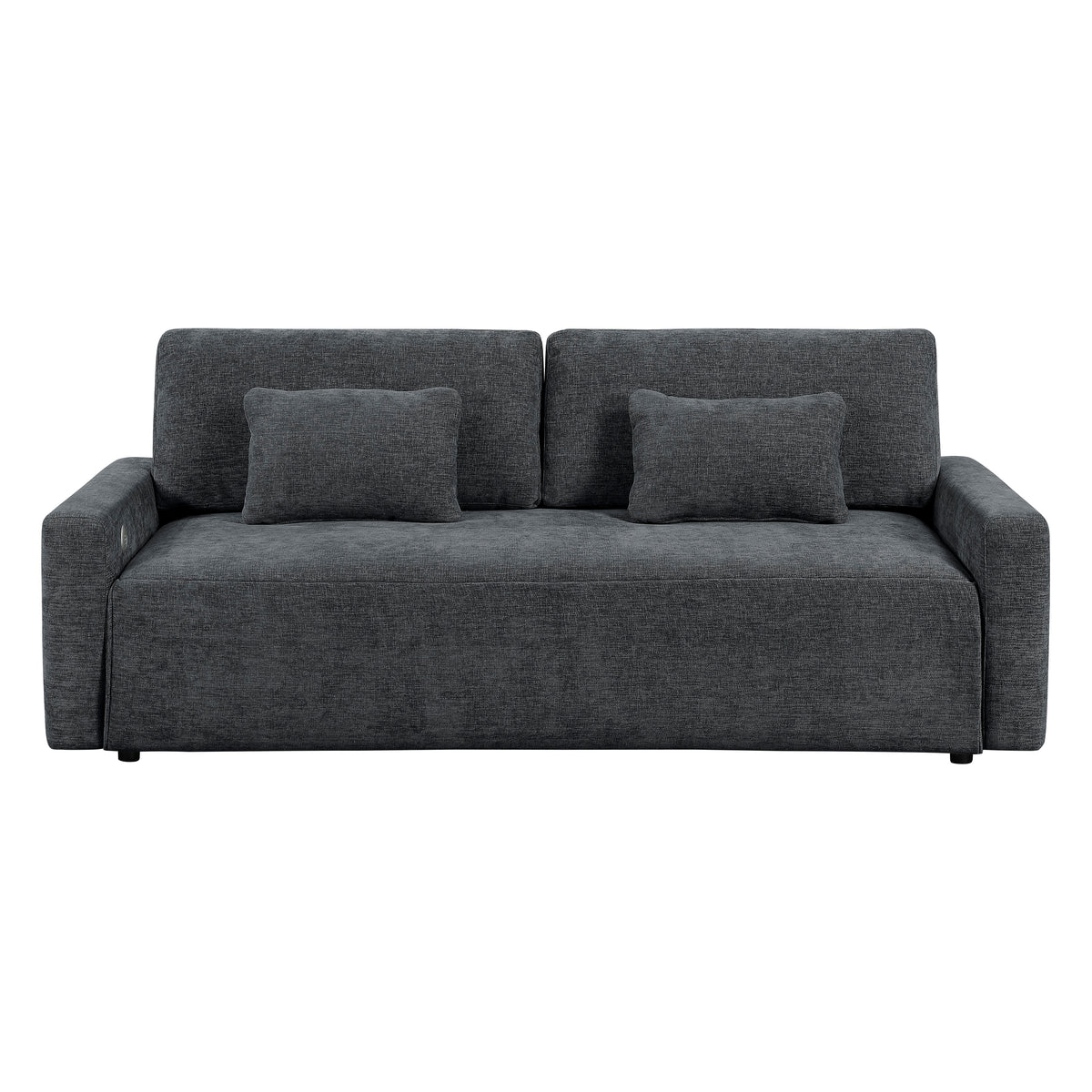 Cumulus Gray Convertible Queen Sleeper Sofa With Charging Ports - Ornate Home