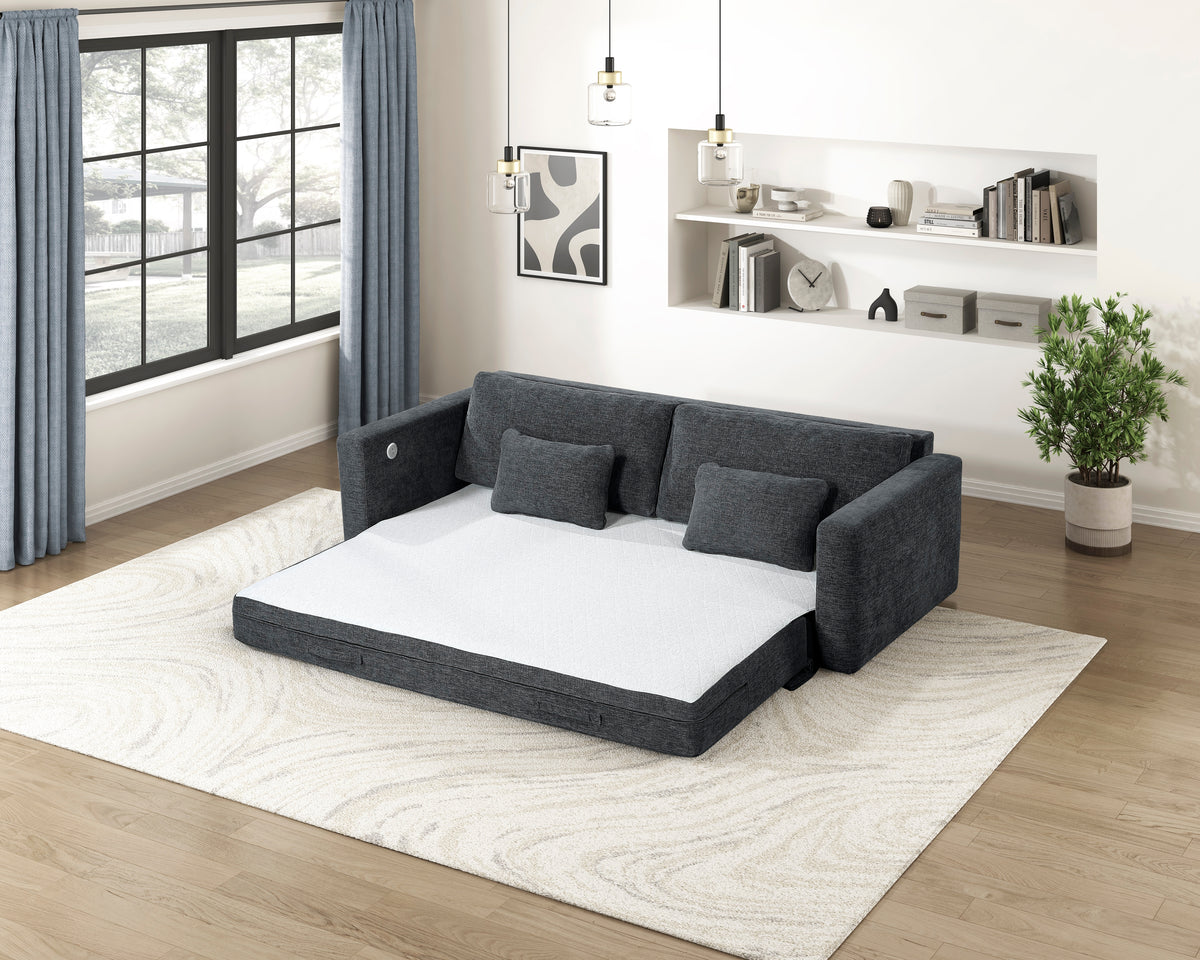 Cumulus Gray Convertible Queen Sleeper Sofa With Charging Ports - Ornate Home