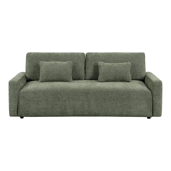 Cumulus Green Convertible Queen Sleeper Sofa With Charging Ports - Ornate Home