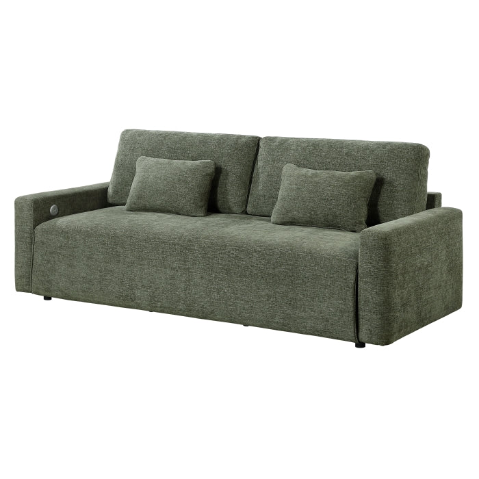 Cumulus Green Convertible Queen Sleeper Sofa With Charging Ports - Ornate Home