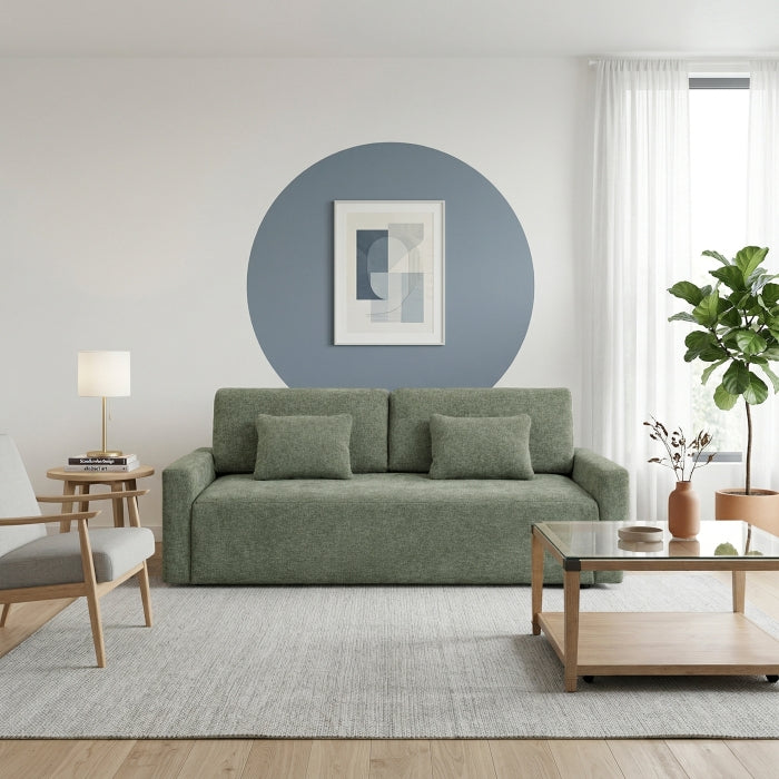 Cumulus Green Convertible Queen Sleeper Sofa With Charging Ports - Ornate Home