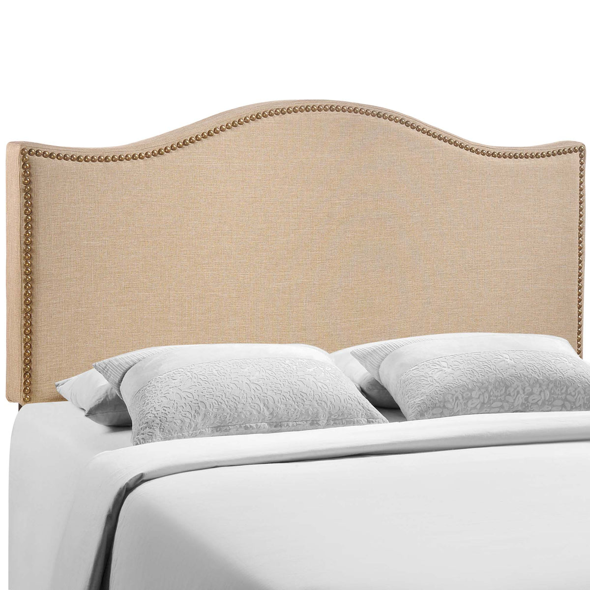 Curl Cafe Nailhead Upholstered Queen Headboard - Ornate Home
