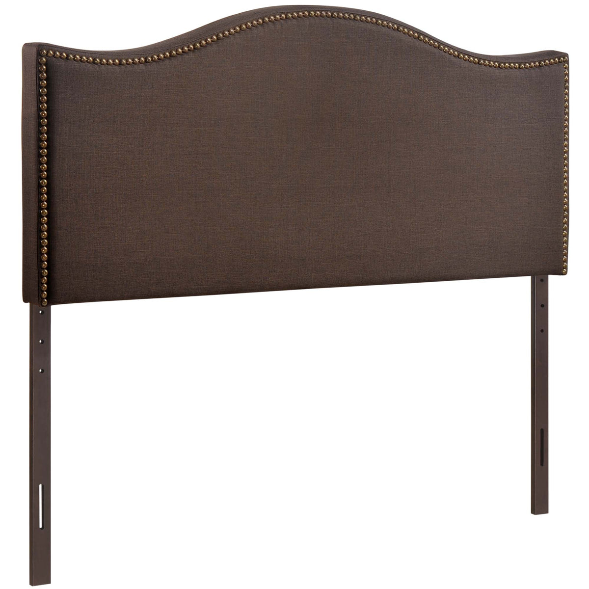 Curl Dark Brown Nailhead Upholstered Queen Headboard - Ornate Home