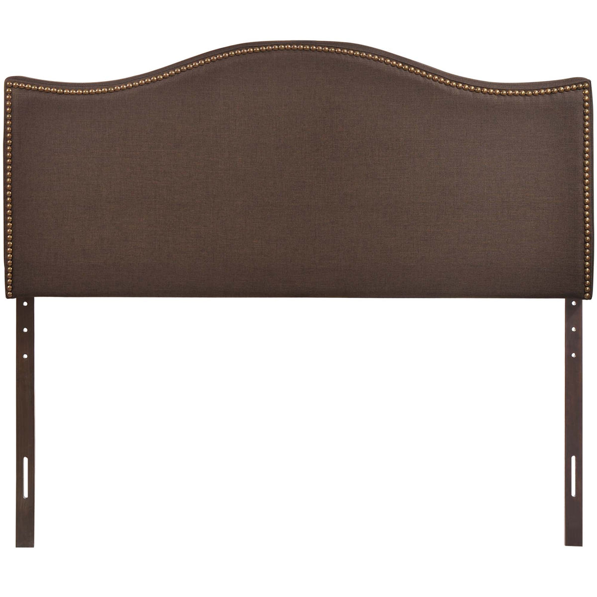 Curl Dark Brown Nailhead Upholstered Queen Headboard - Ornate Home