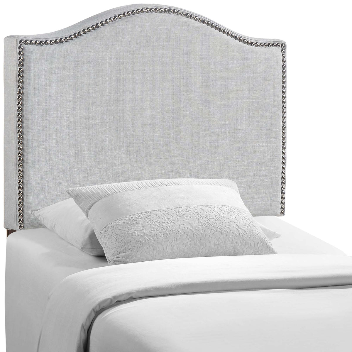 Curl Sky Gray Nailhead Upholstered Twin Headboard - Ornate Home