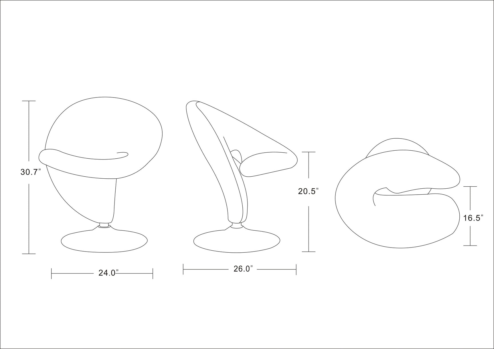 Curl Swivel Accent Chair in Cream and Polished Chrome - Ornate Home