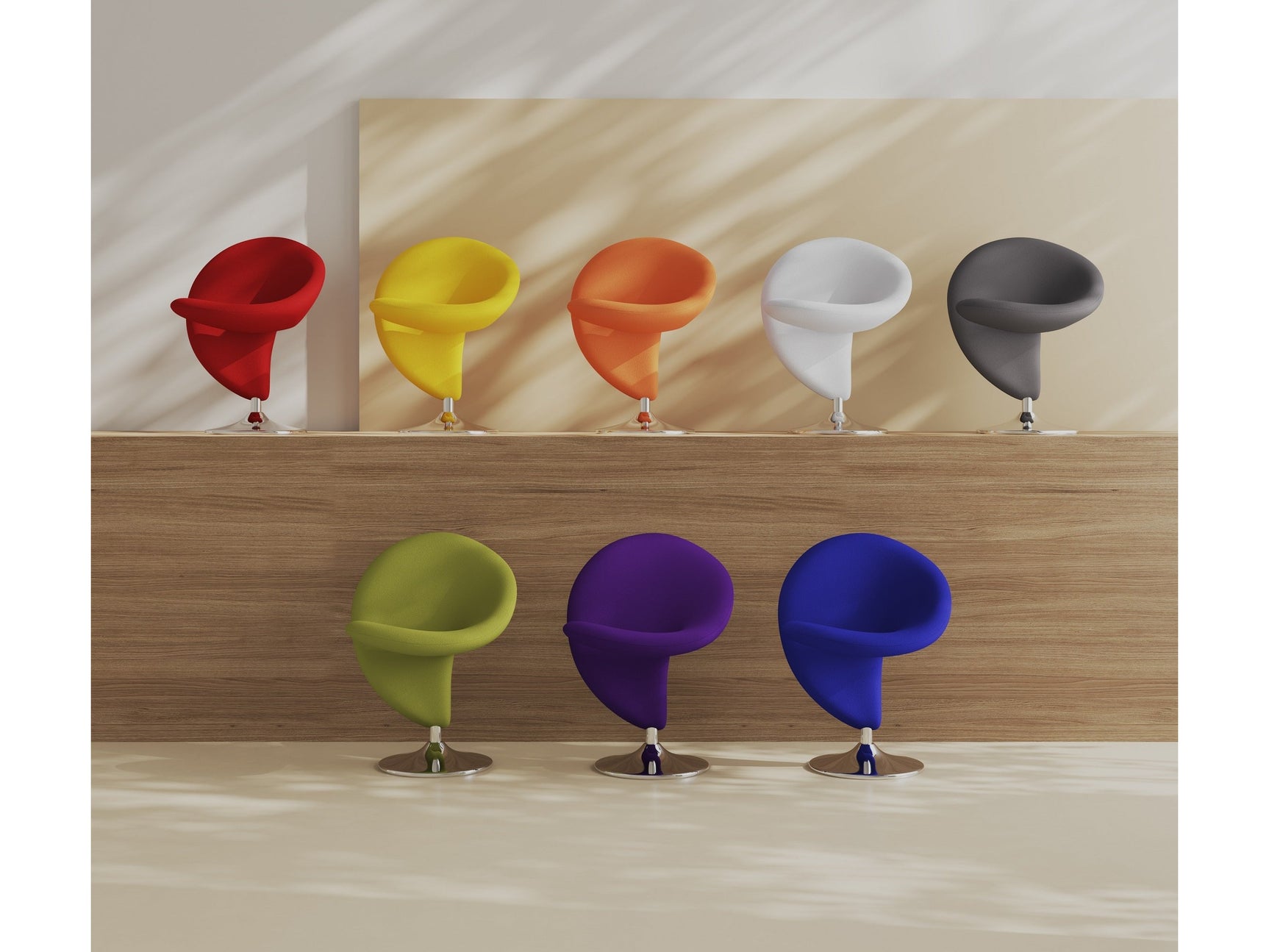 Curl Swivel Accent Chair in Multi Colors (Set of 8) - Ornate Home